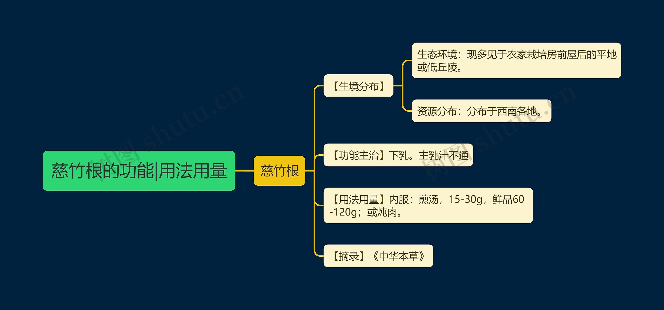 慈竹根的功能|用法用量思维导图