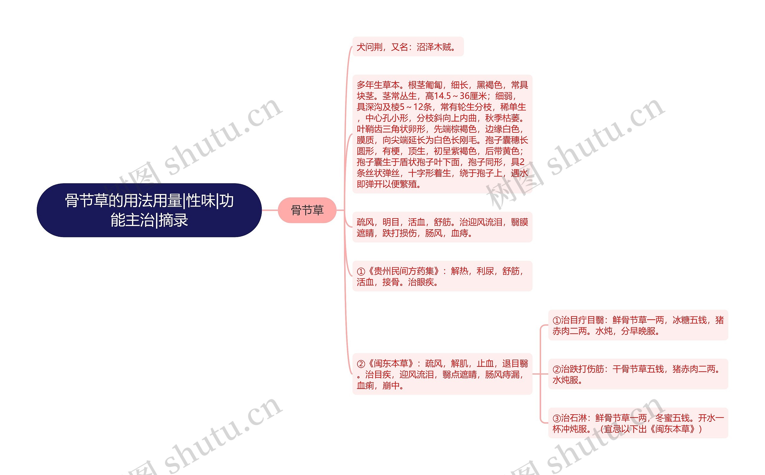 骨节草的用法用量|性味|功能主治|摘录思维导图