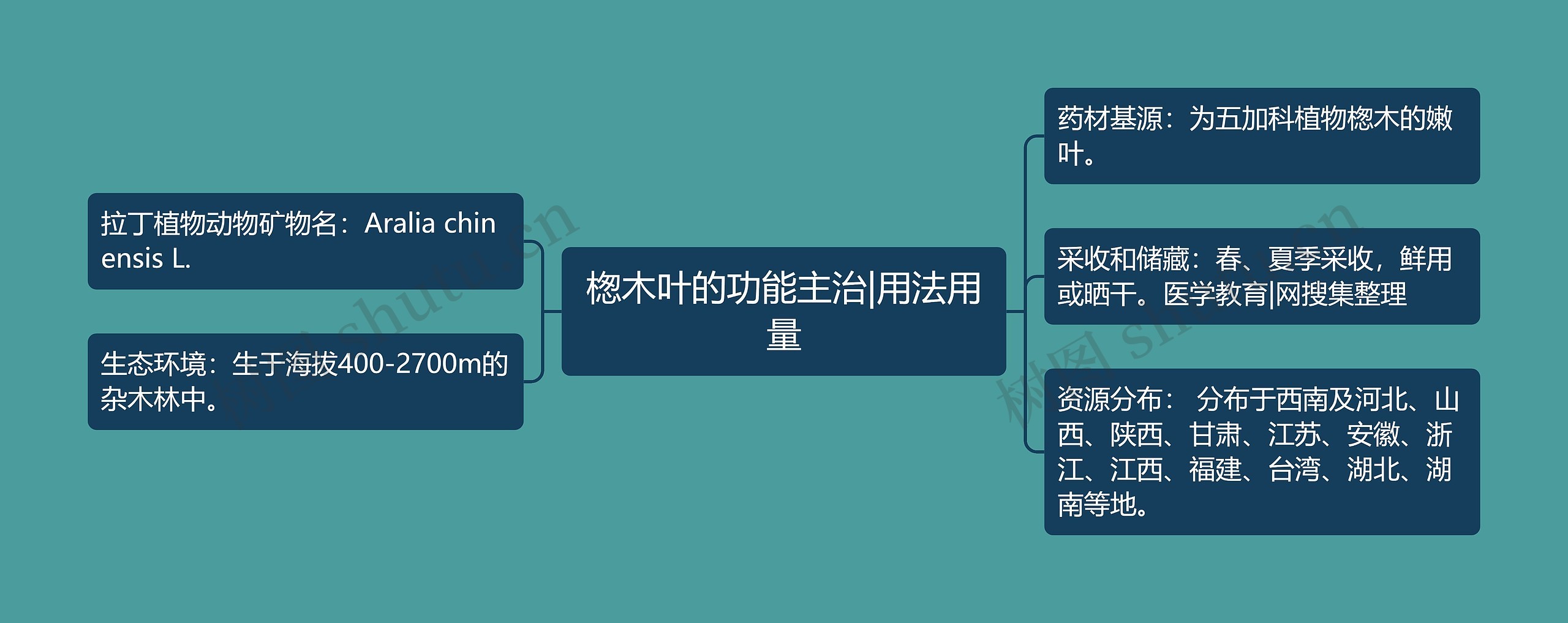 楤木叶的功能主治|用法用量思维导图