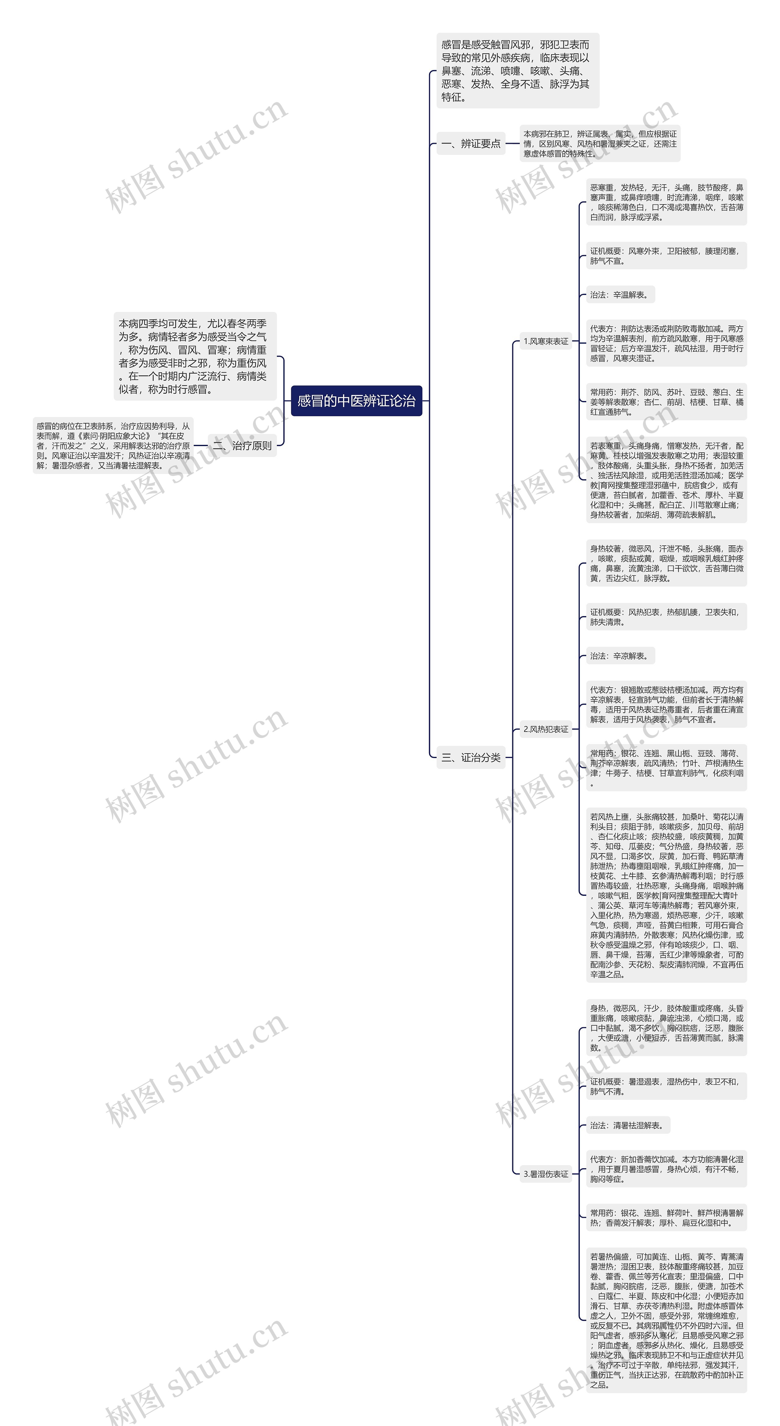 感冒的中医辨证论治思维导图