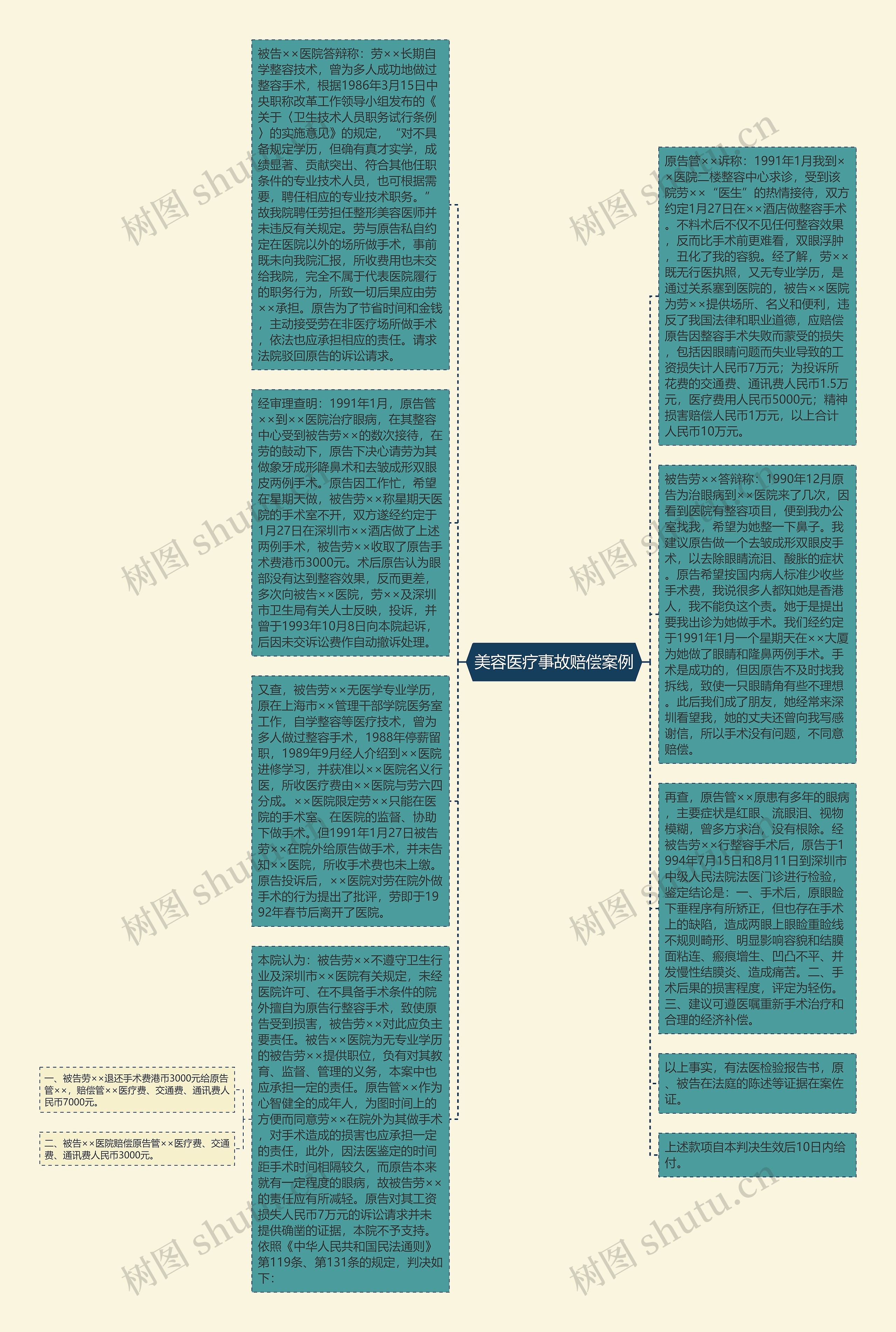 美容医疗事故赔偿案例思维导图