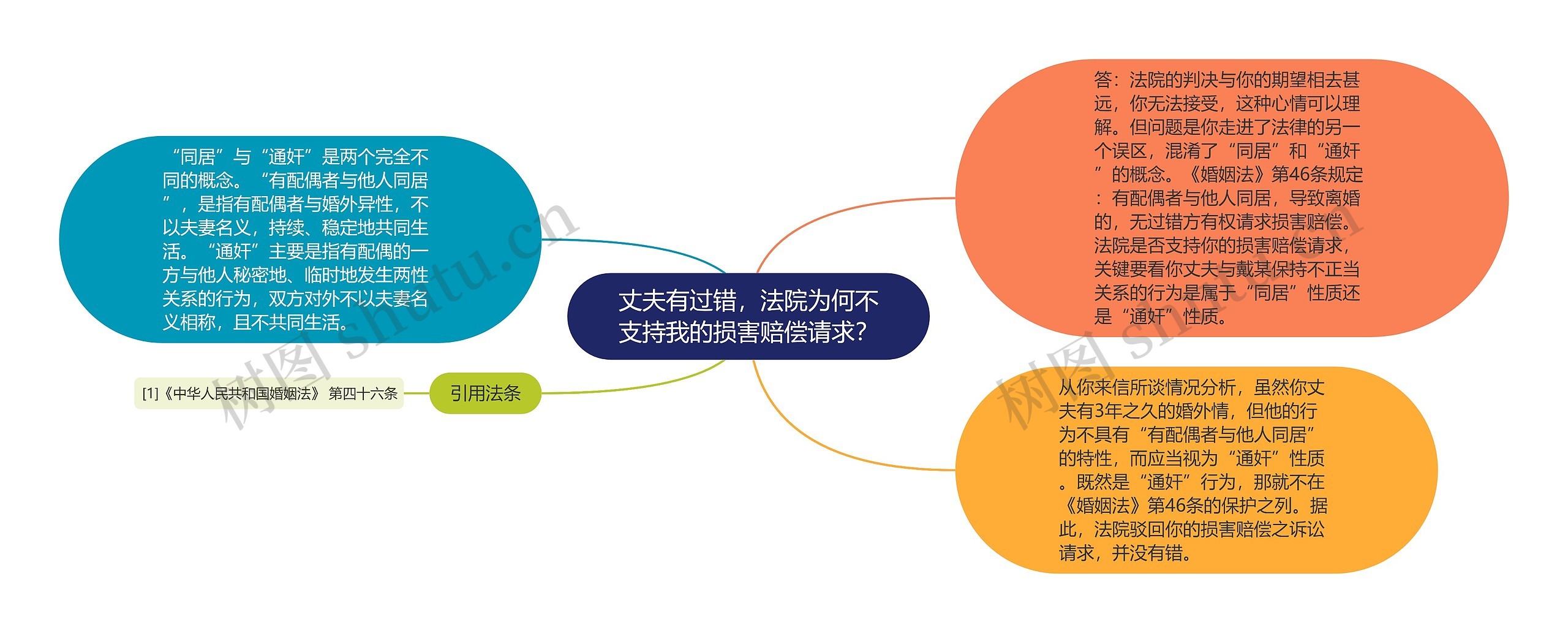 丈夫有过错，法院为何不支持我的损害赔偿请求？思维导图