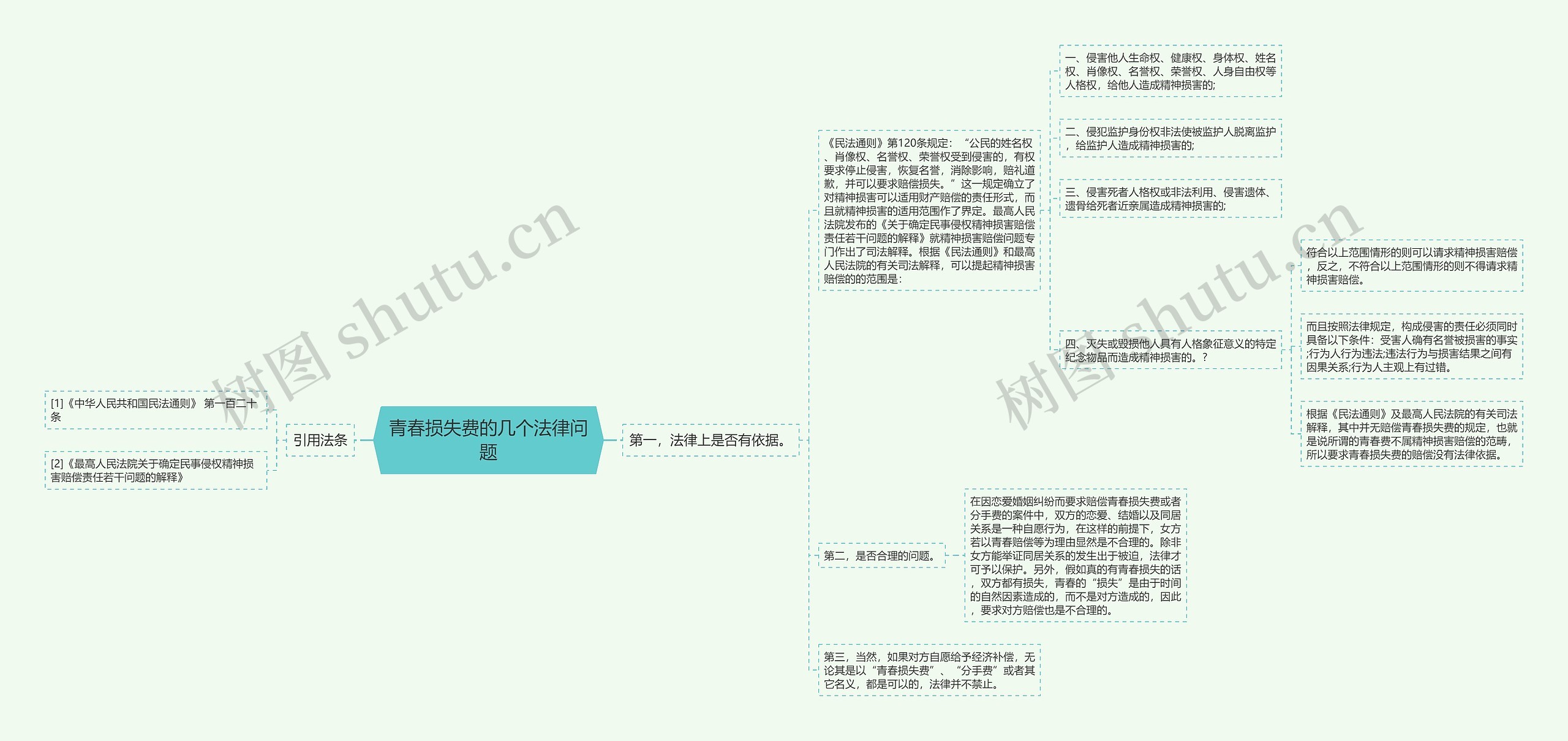 青春损失费的几个法律问题思维导图