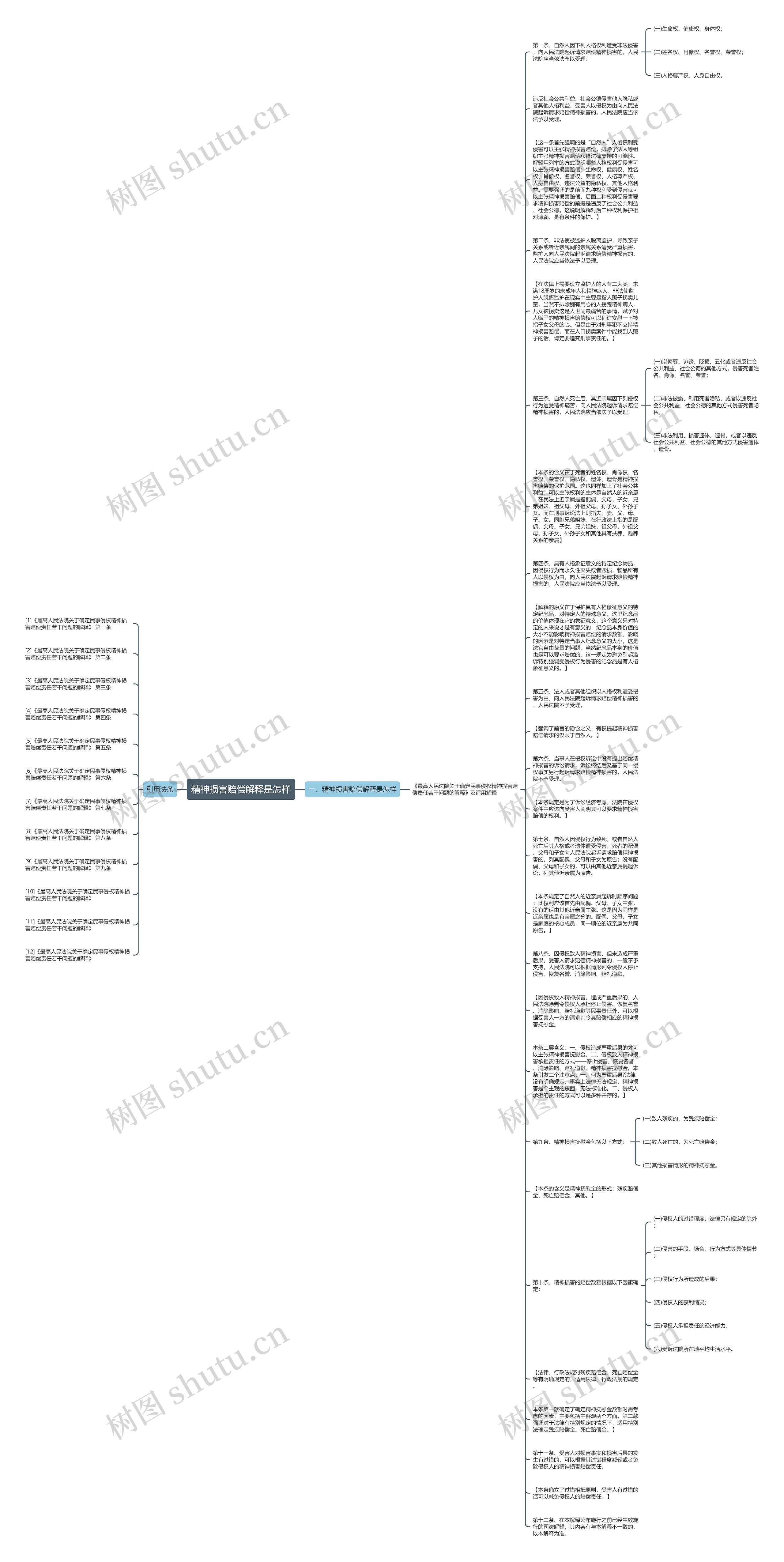 精神损害赔偿解释是怎样思维导图