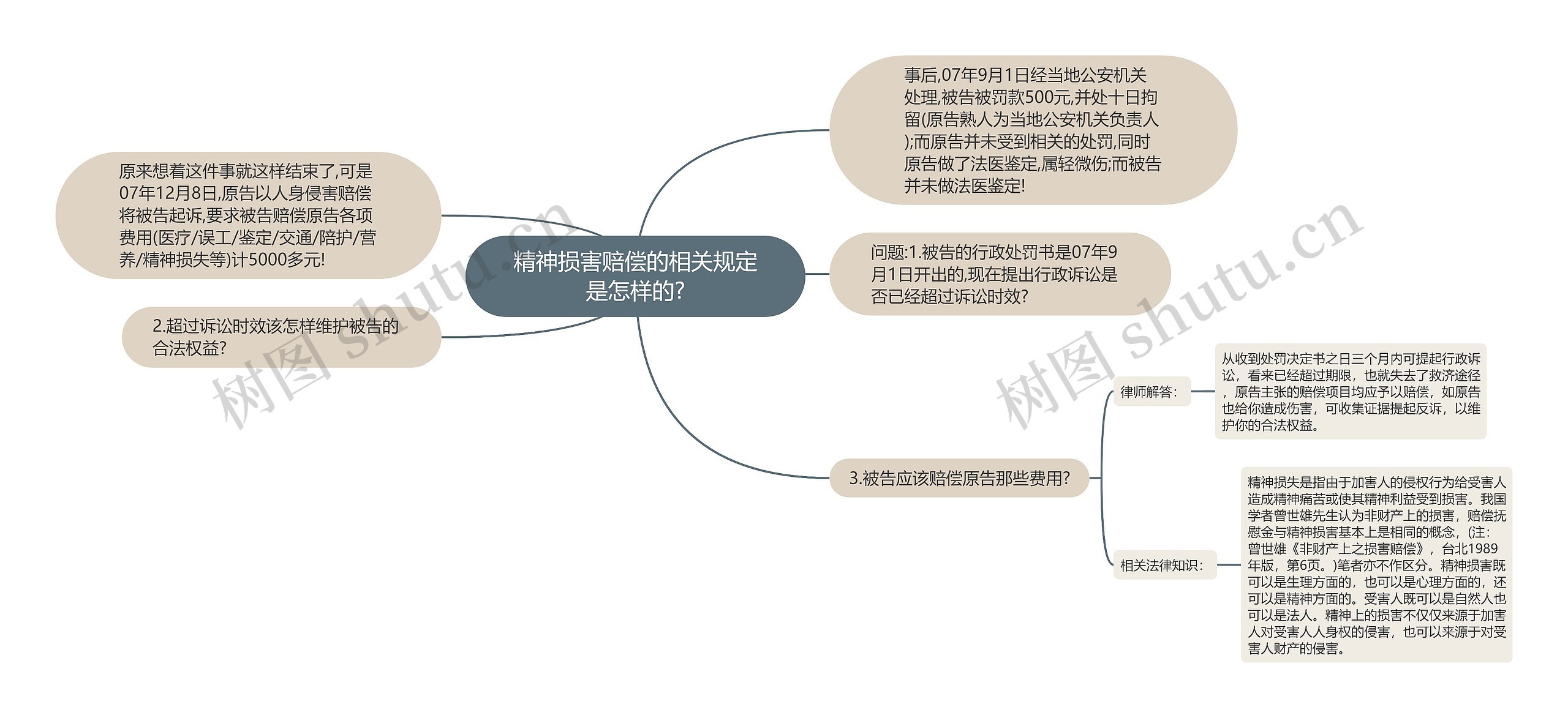 精神损害赔偿的相关规定是怎样的?思维导图