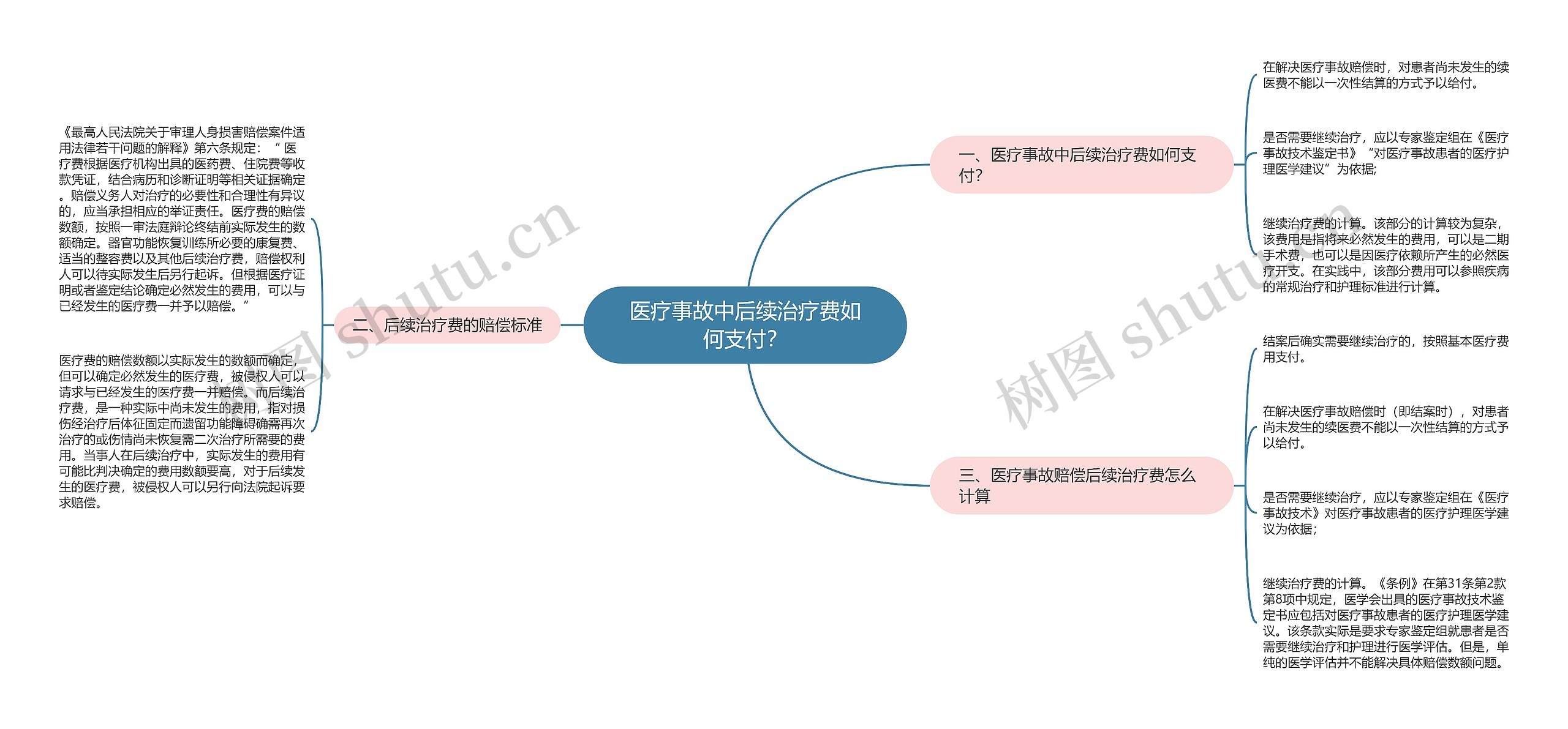 医疗事故中后续治疗费如何支付？思维导图