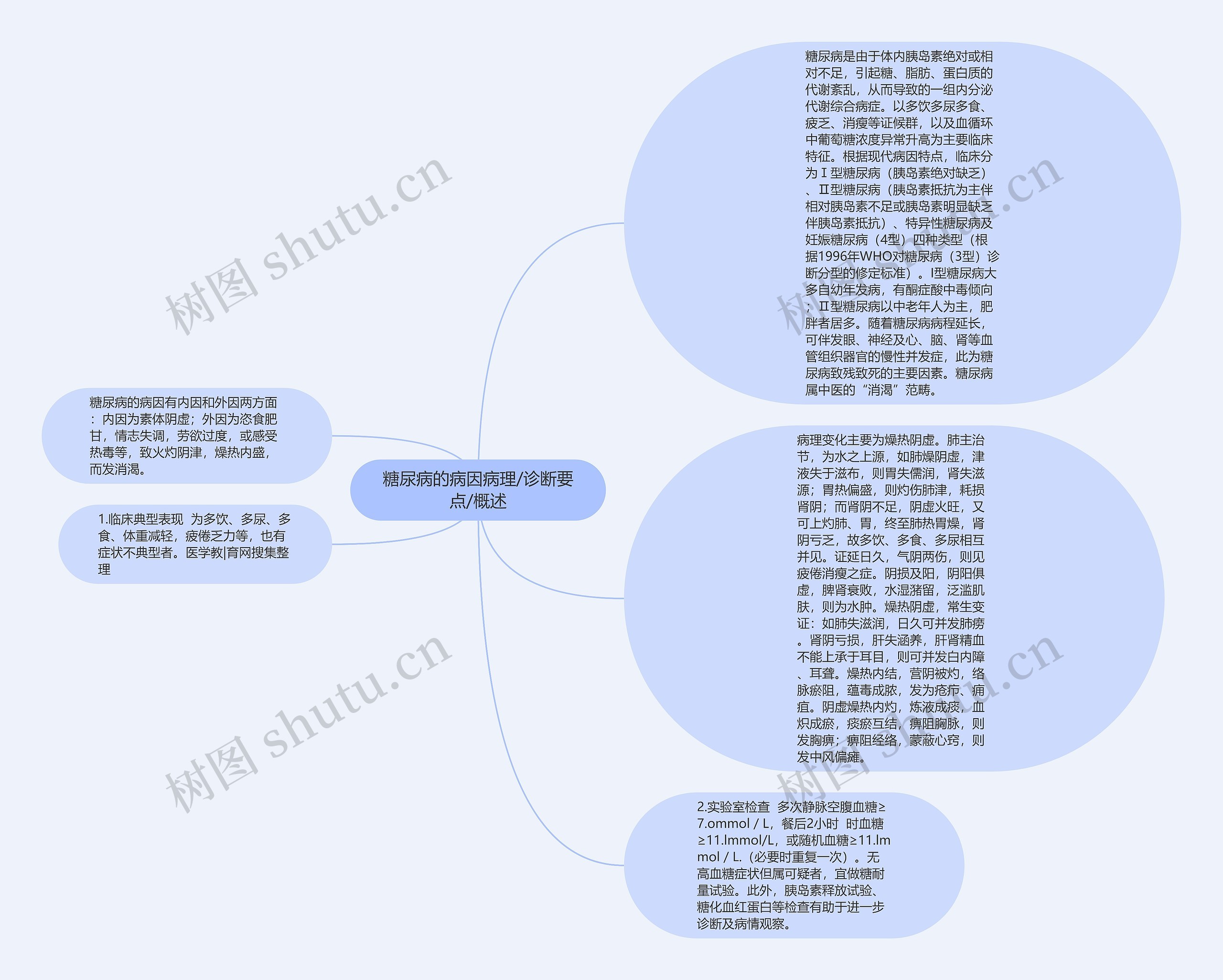 糖尿病的病因病理/诊断要点/概述思维导图