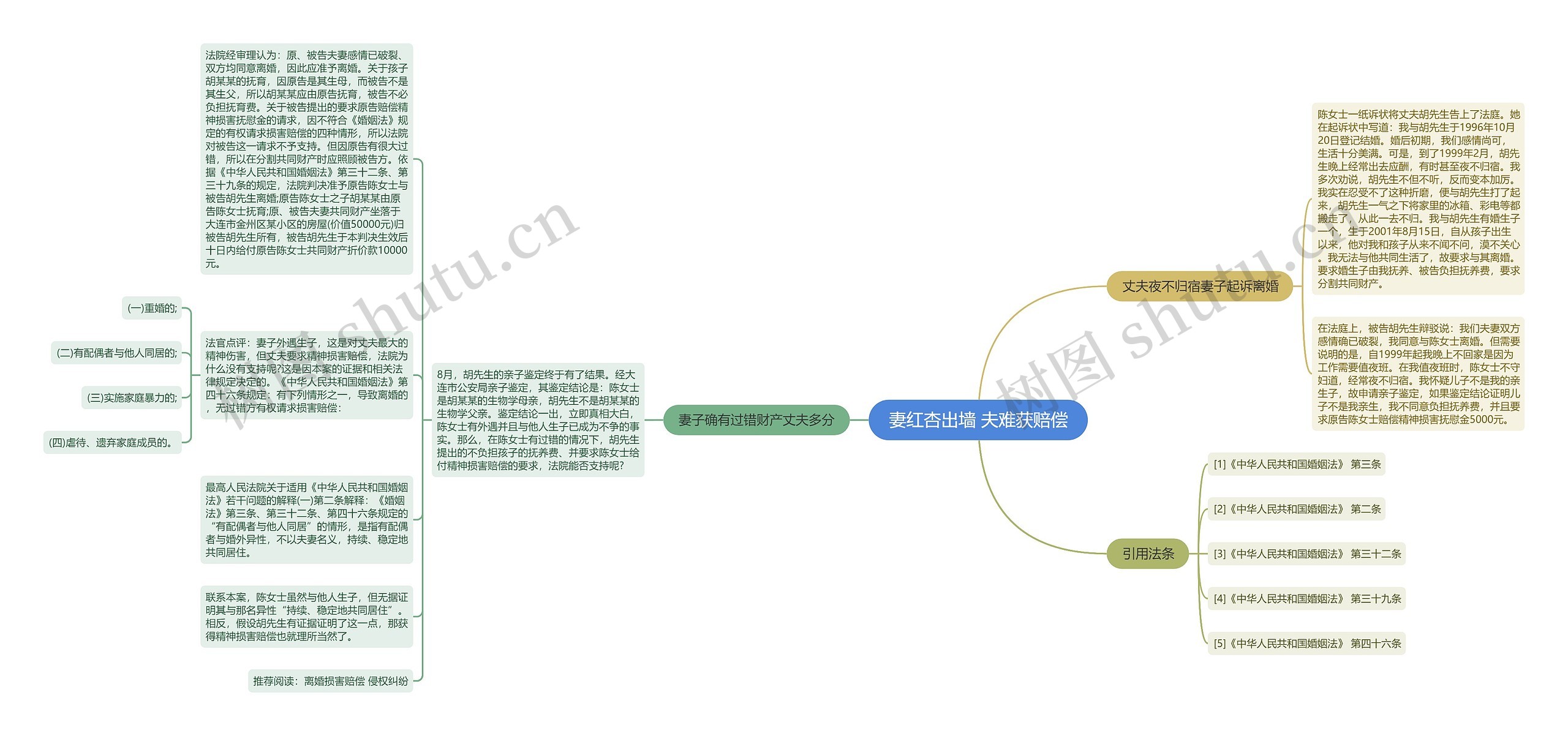 妻红杏出墙 夫难获赔偿思维导图