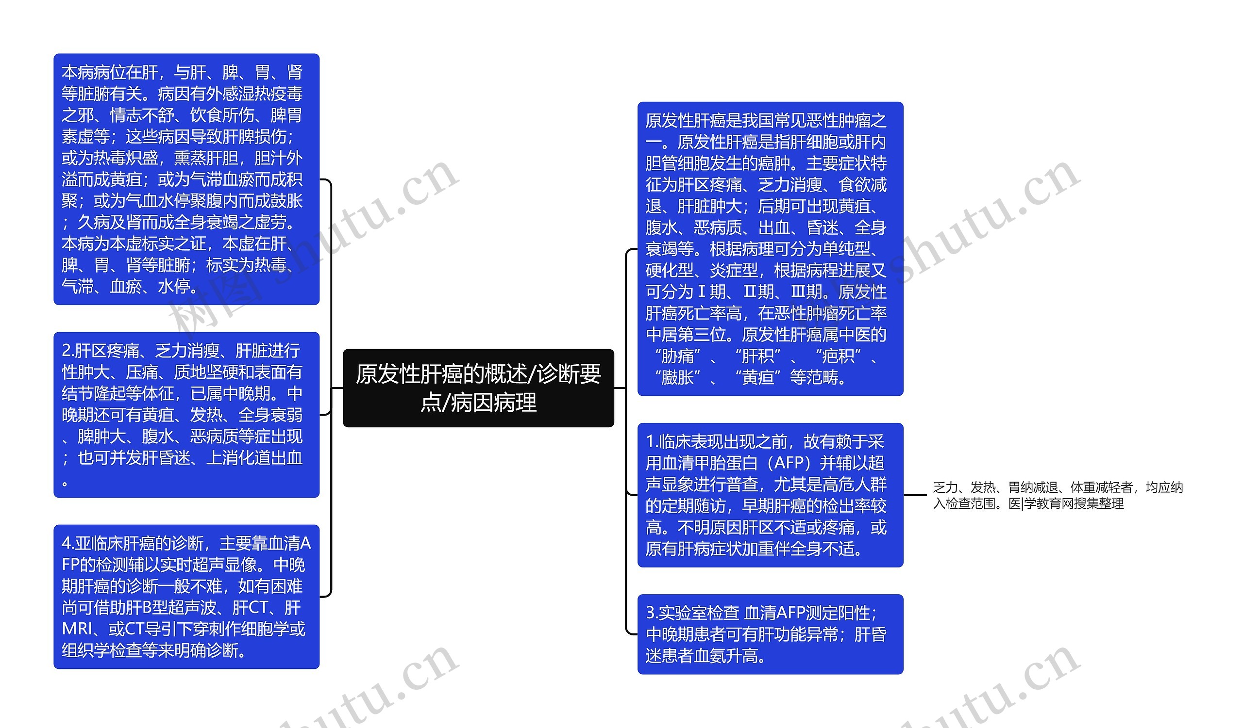 原发性肝癌的概述/诊断要点/病因病理思维导图