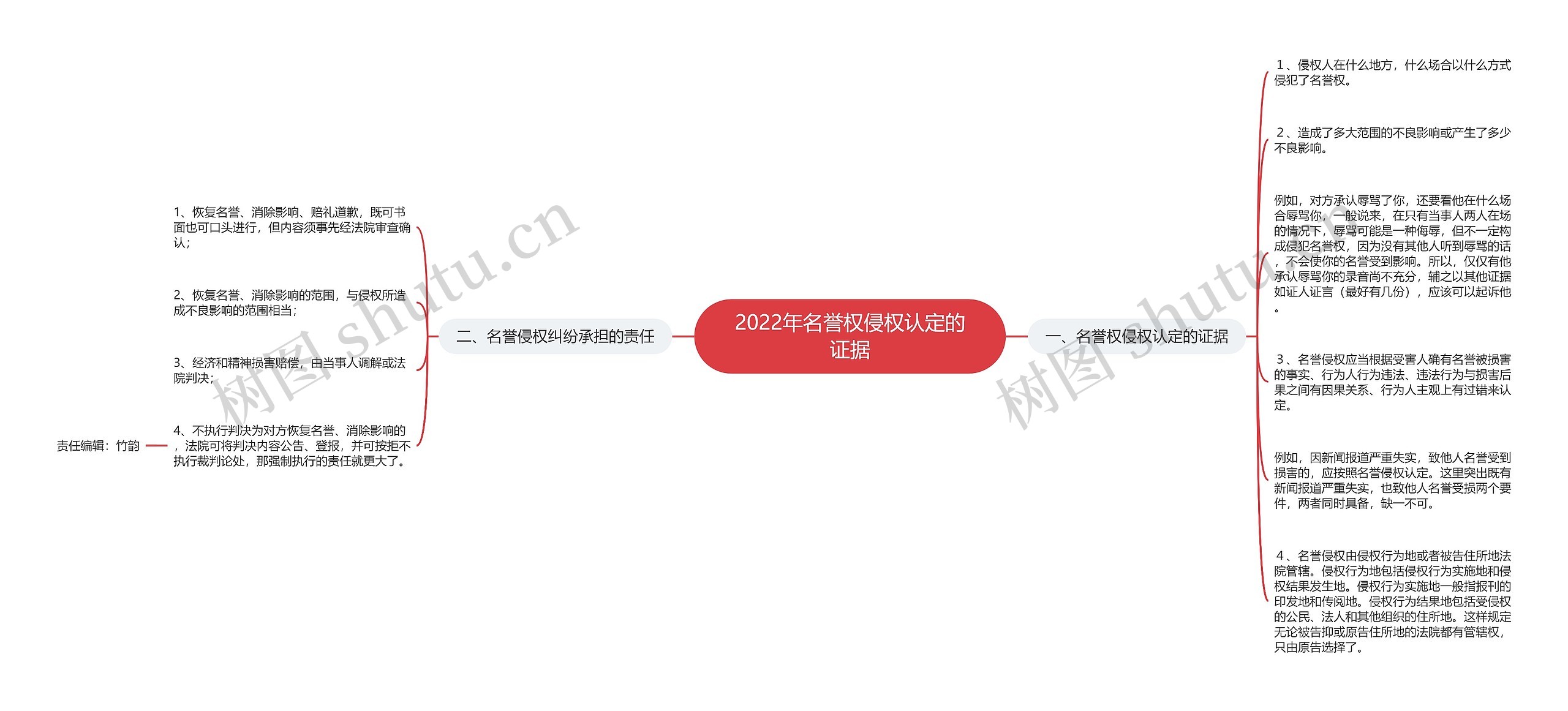 2022年名誉权侵权认定的证据思维导图