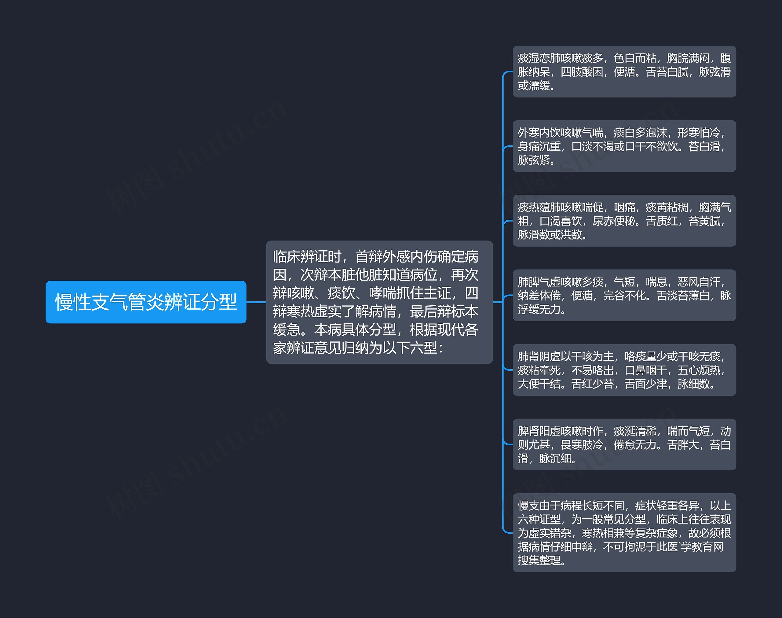 慢性支气管炎辨证分型思维导图