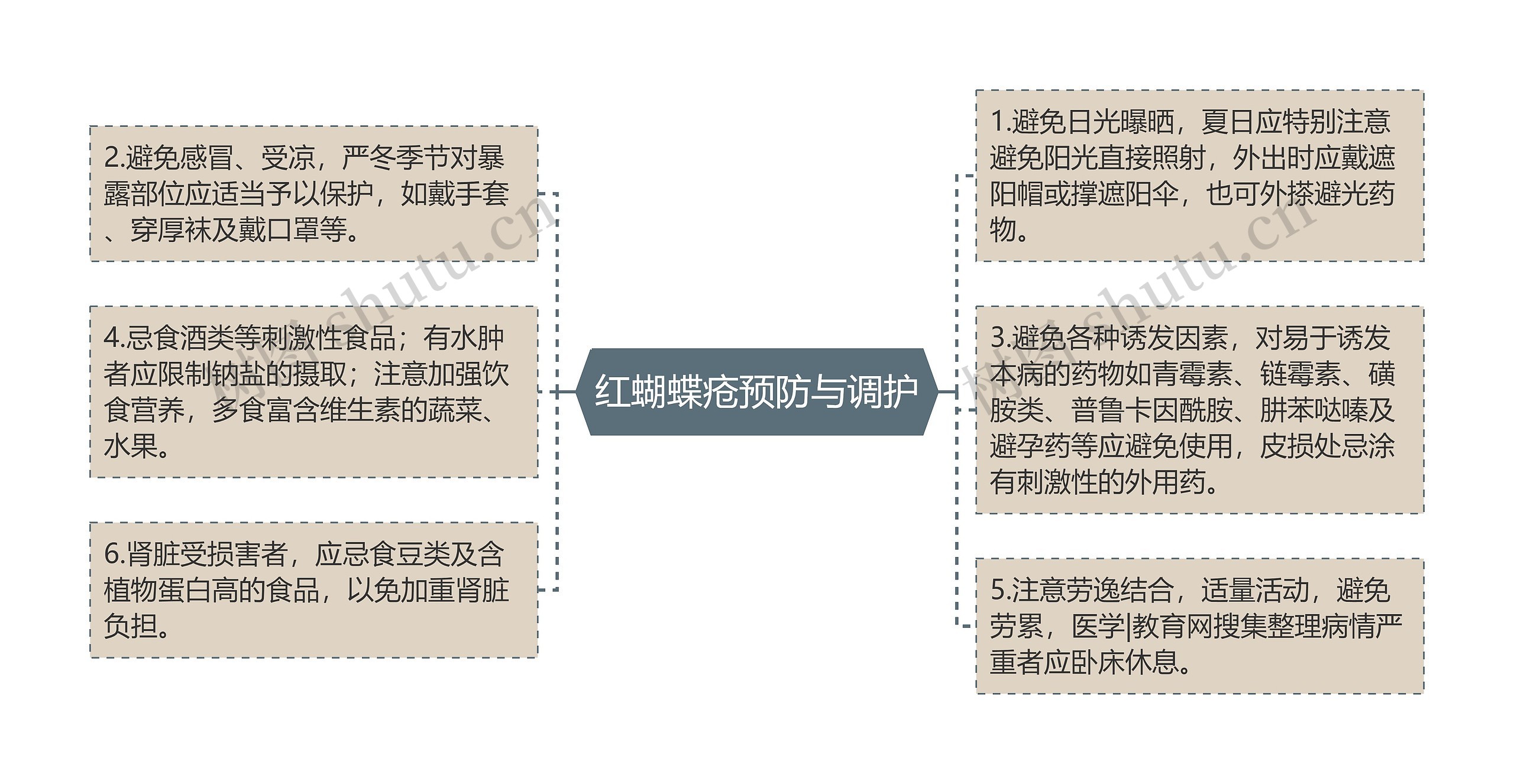 红蝴蝶疮预防与调护思维导图