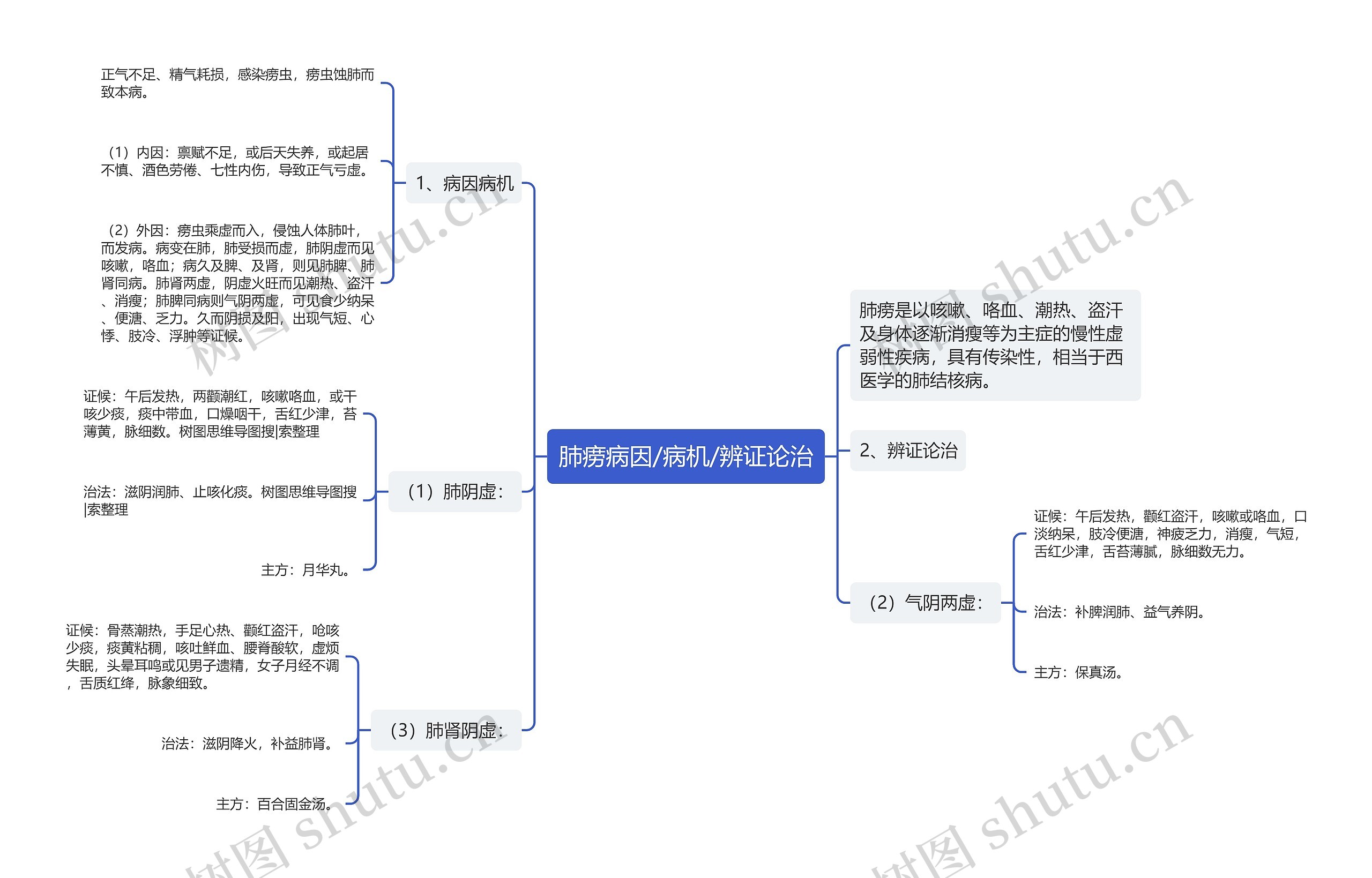 肺痨病因/病机/辨证论治思维导图