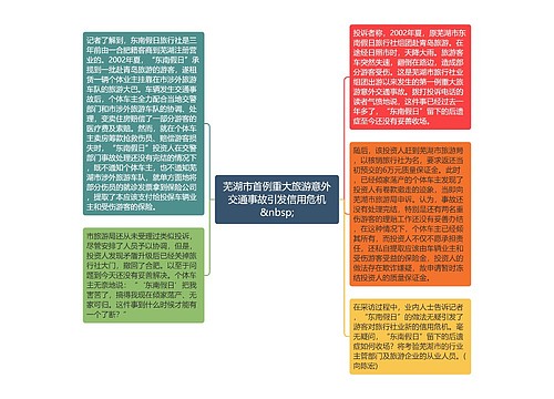 芜湖市首例重大旅游意外交通事故引发信用危机
&nbsp;