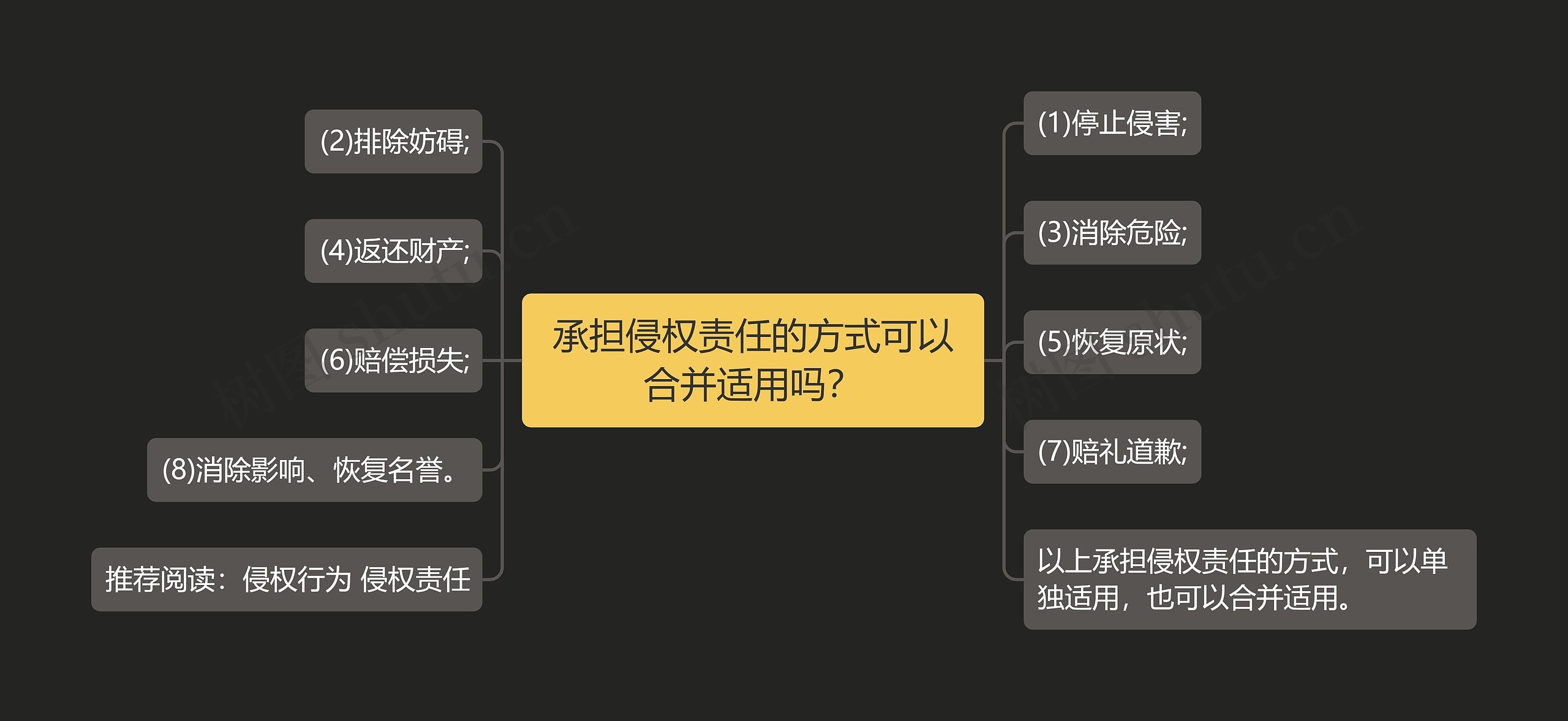 承担侵权责任的方式可以合并适用吗？思维导图