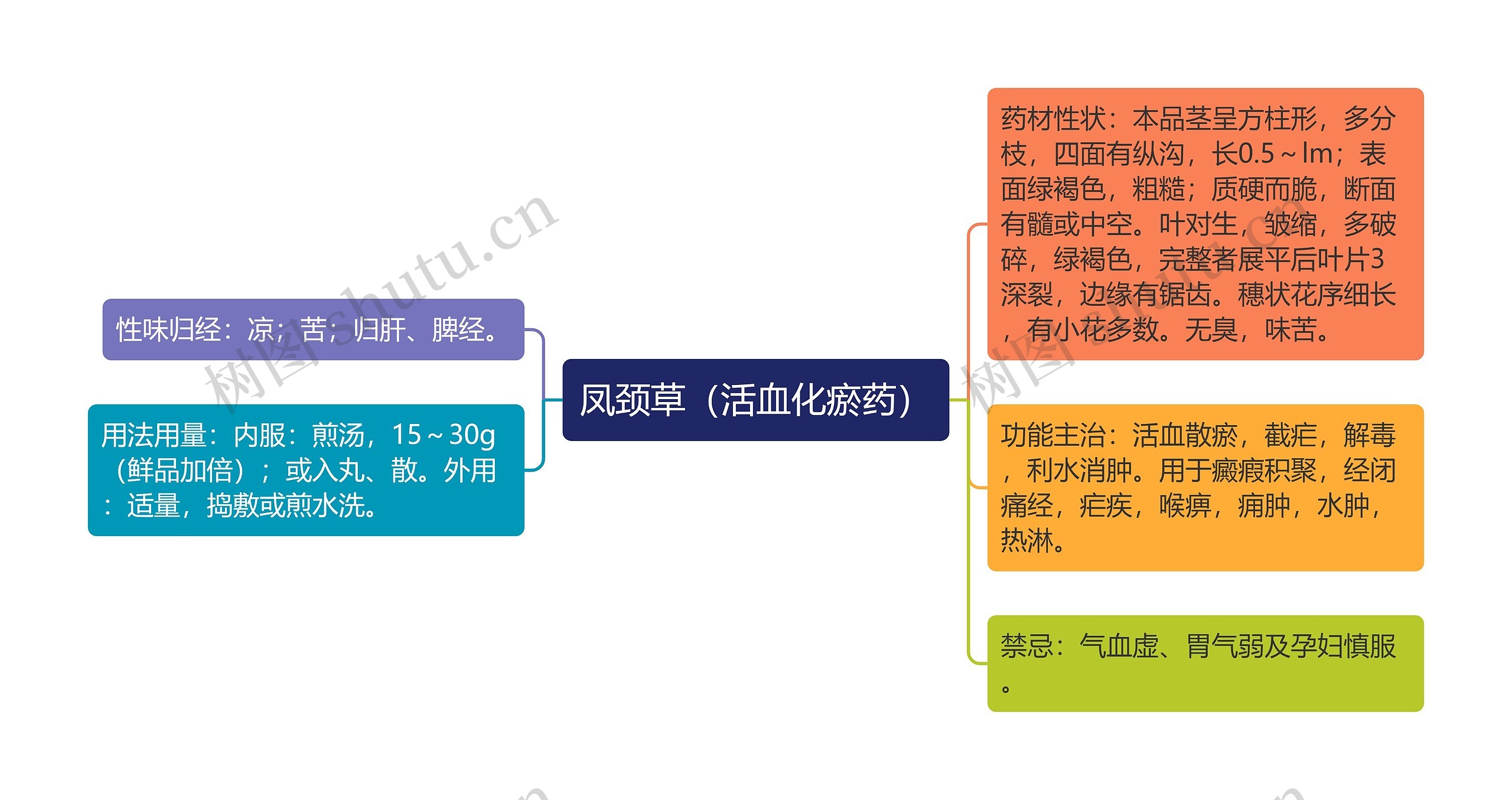 凤颈草（活血化瘀药）思维导图