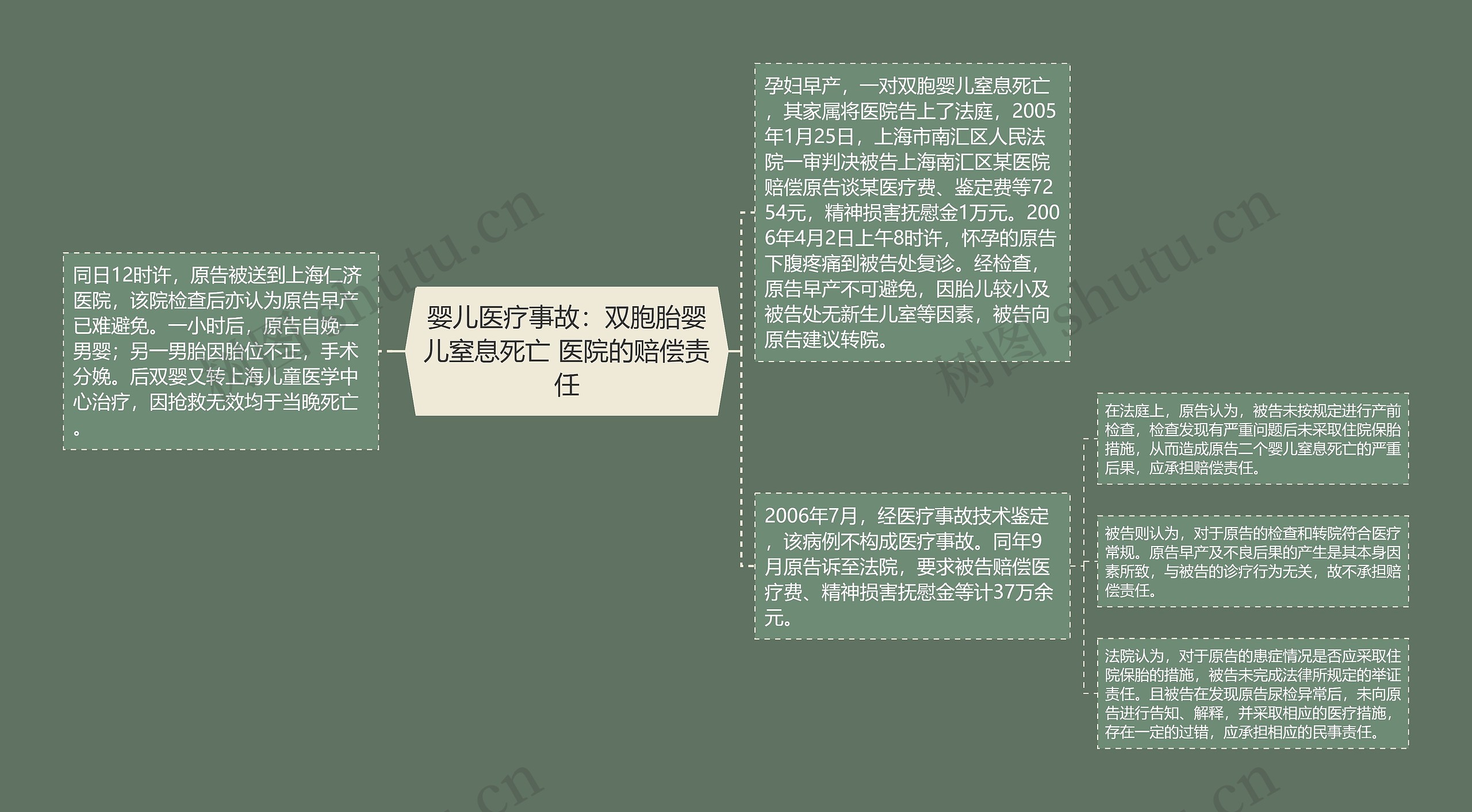 婴儿医疗事故：双胞胎婴儿窒息死亡 医院的赔偿责任思维导图