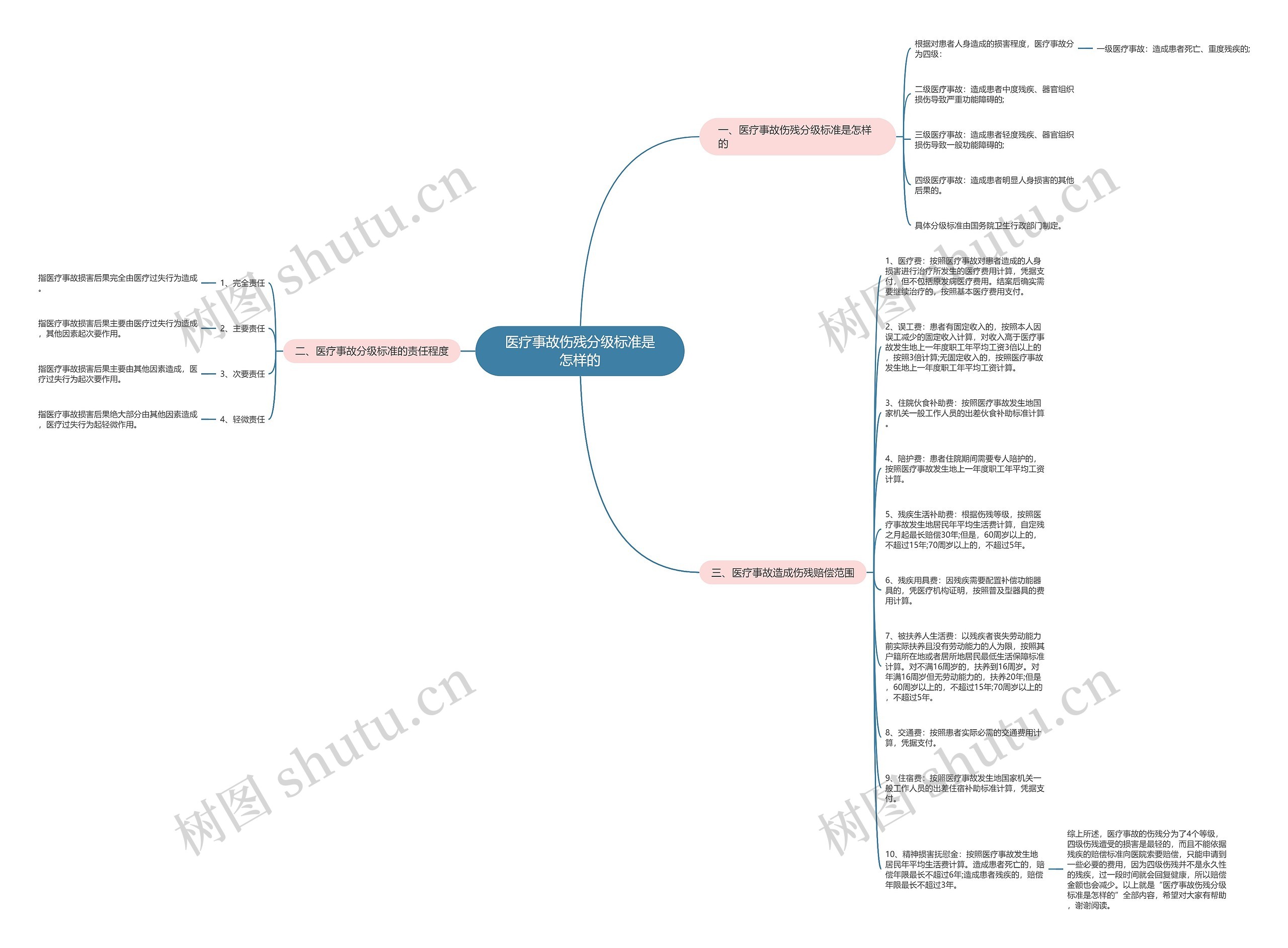 医疗事故伤残分级标准是怎样的思维导图