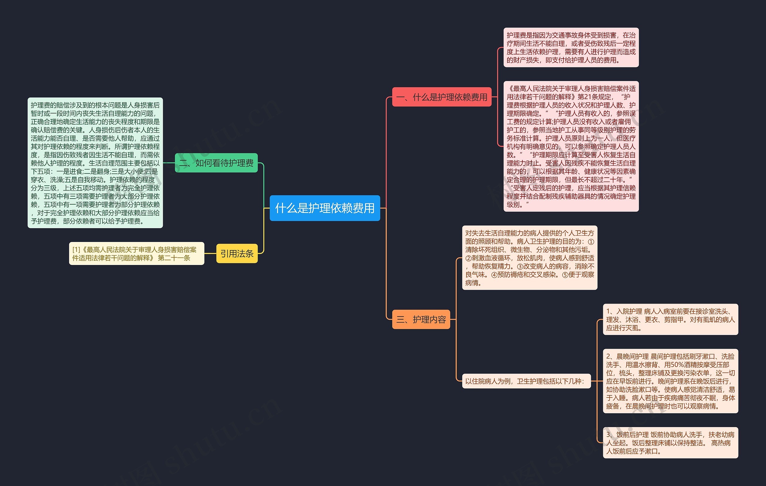 什么是护理依赖费用思维导图