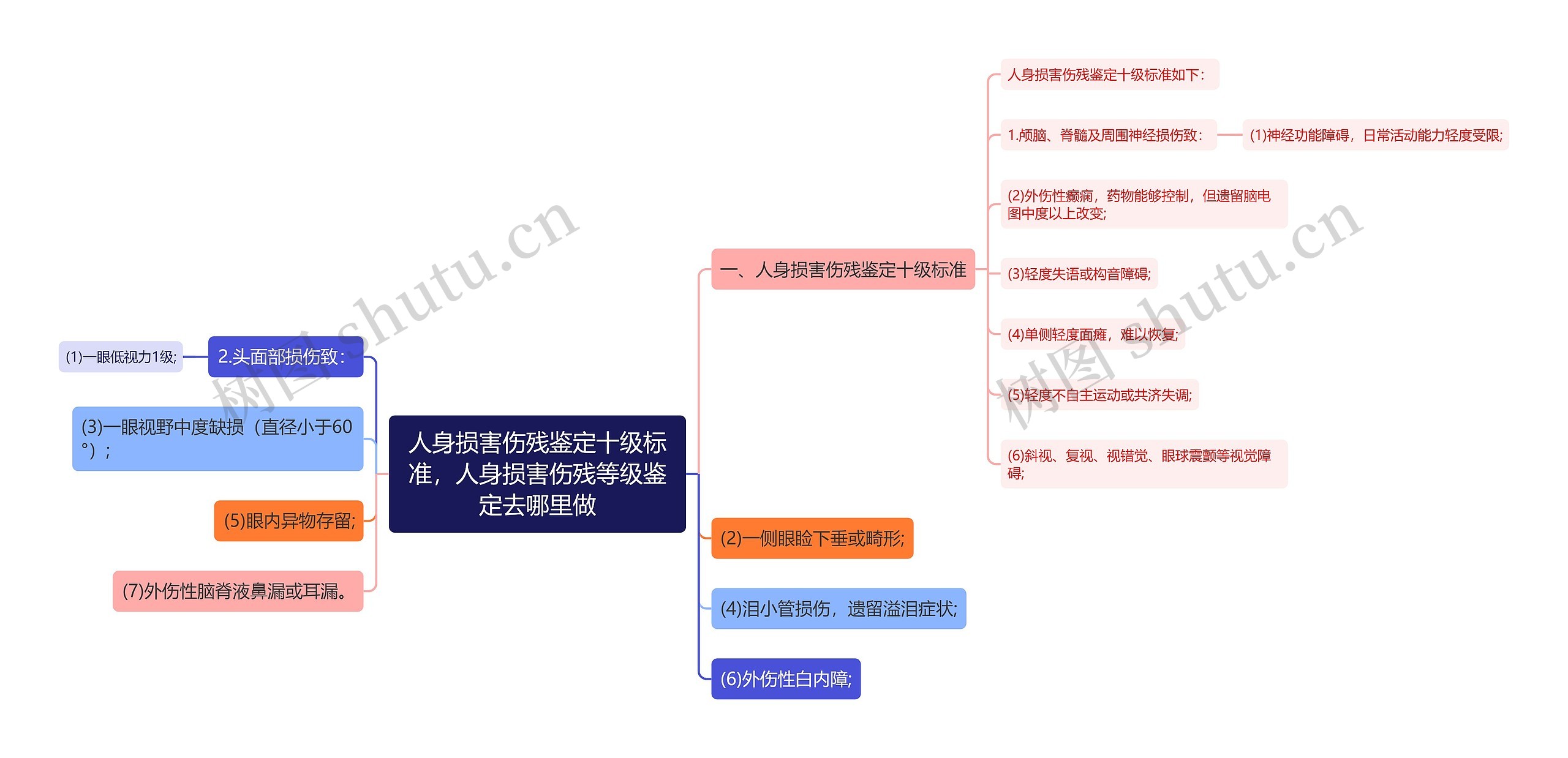 人身损害伤残鉴定十级标准，人身损害伤残等级鉴定去哪里做思维导图