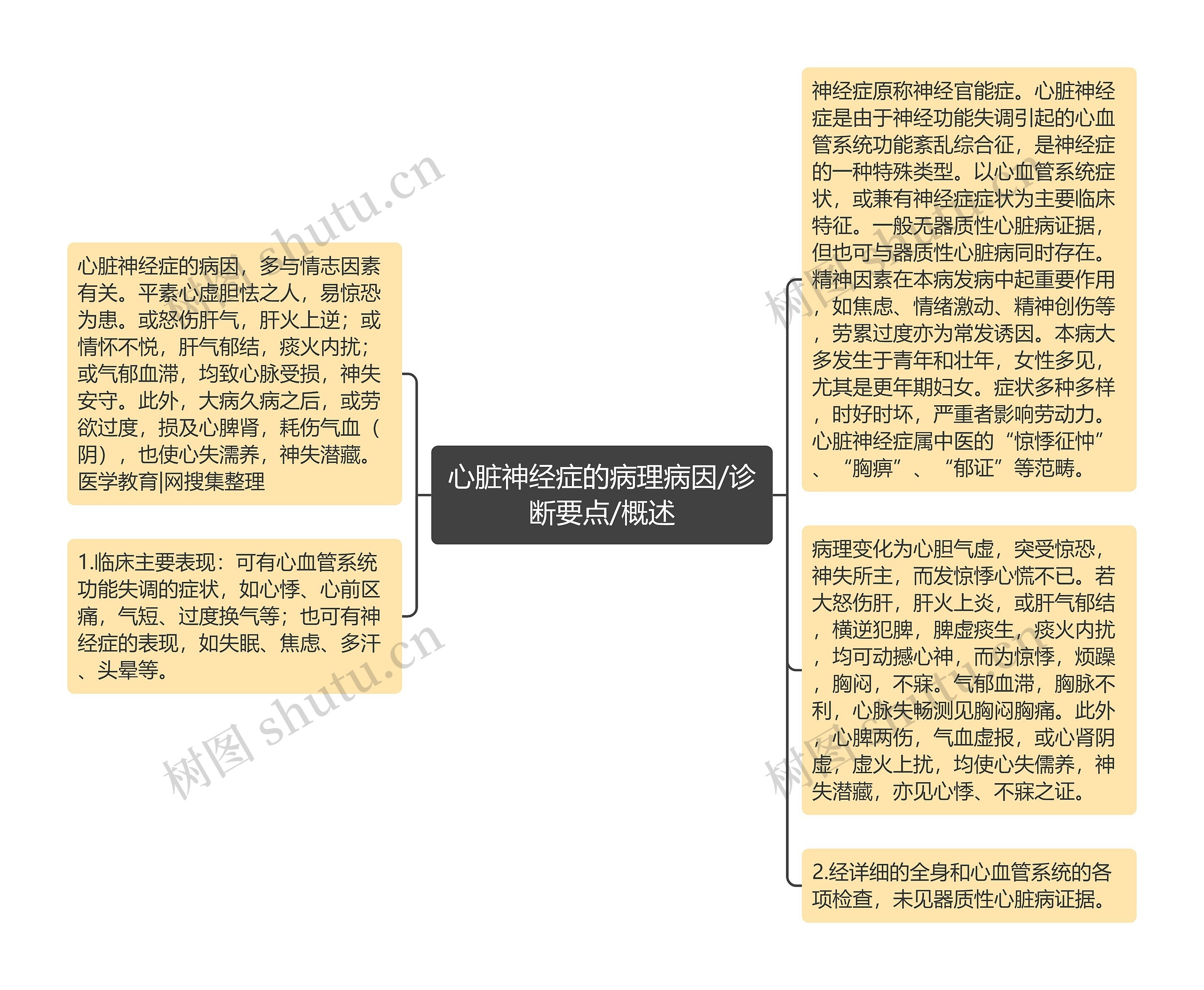 心脏神经症的病理病因/诊断要点/概述思维导图