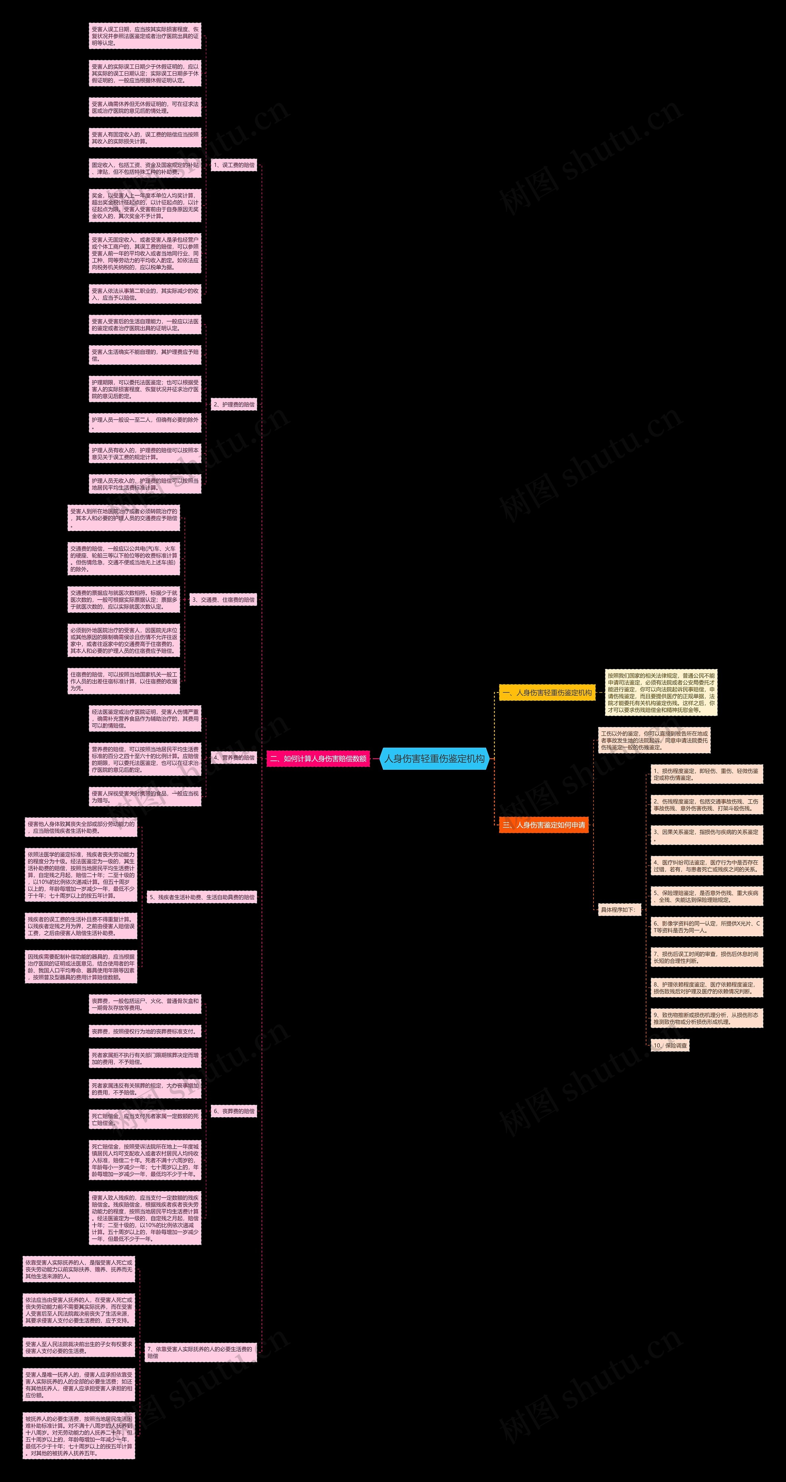 人身伤害轻重伤鉴定机构思维导图