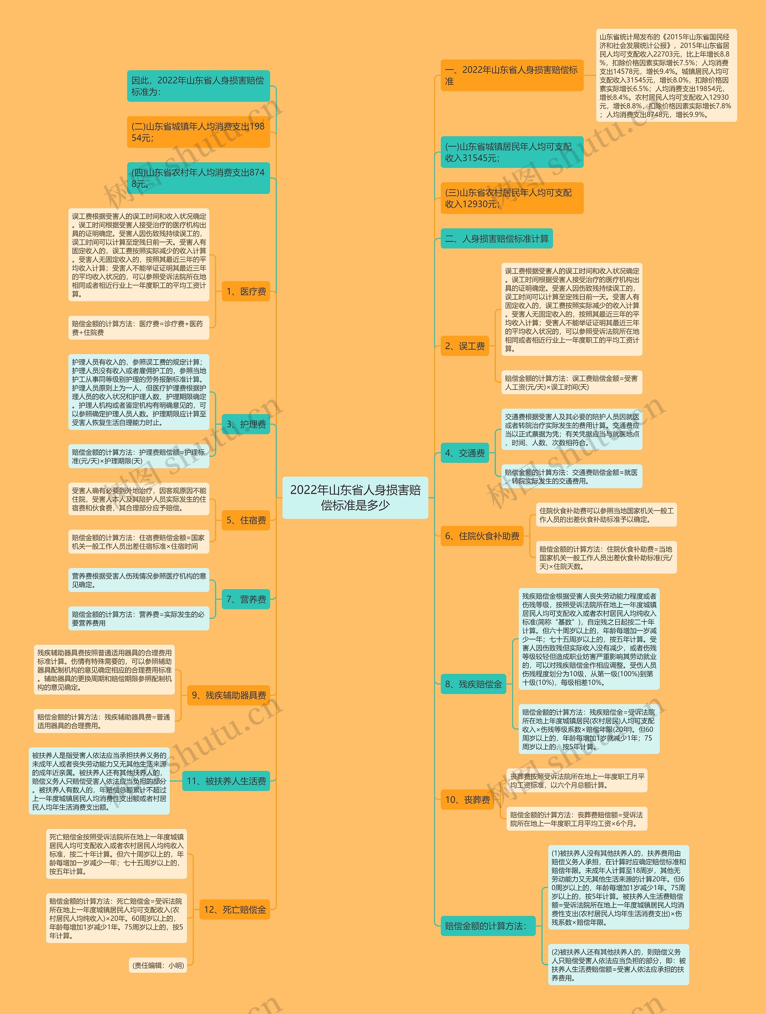 2022年山东省人身损害赔偿标准是多少思维导图