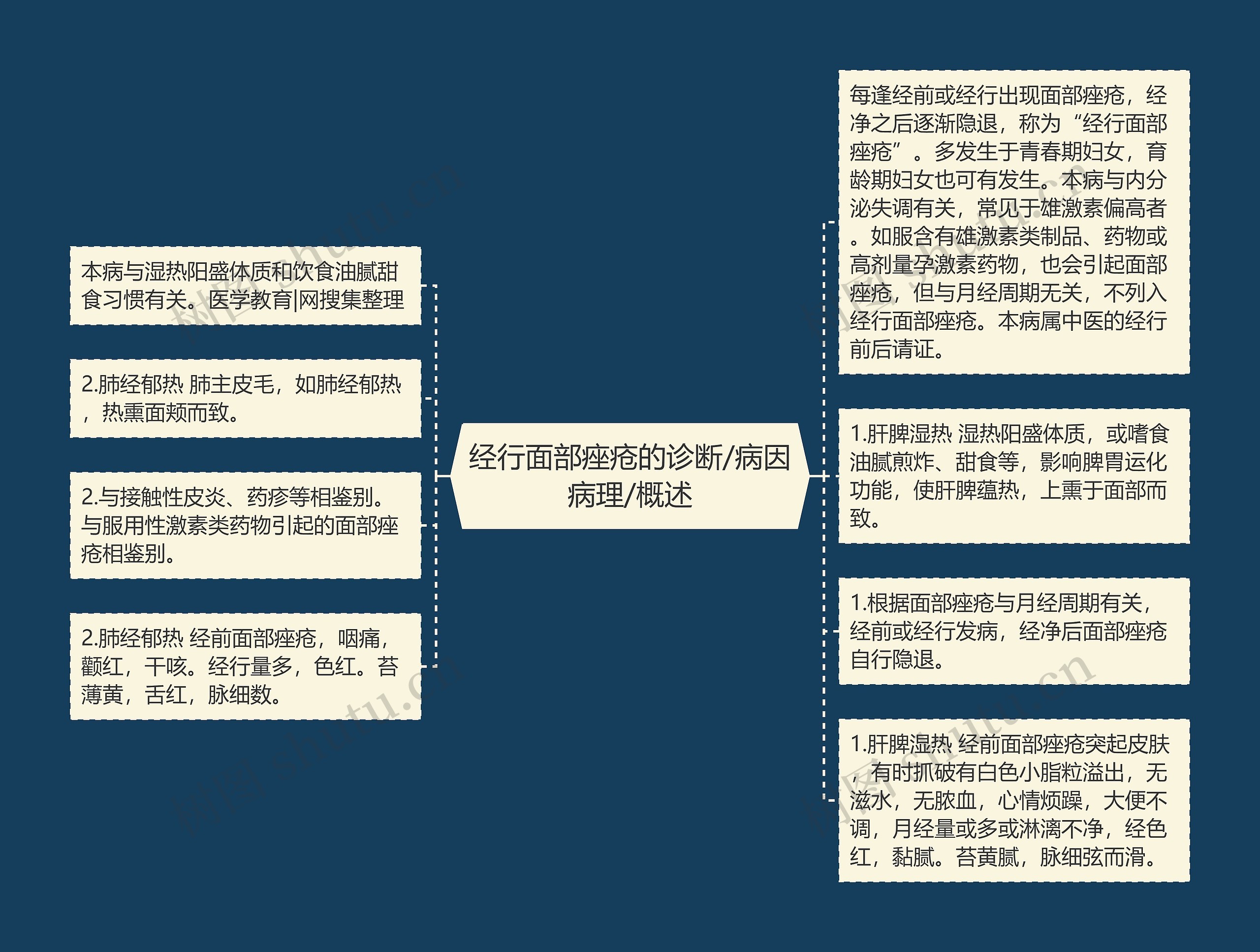 经行面部痤疮的诊断/病因病理/概述思维导图