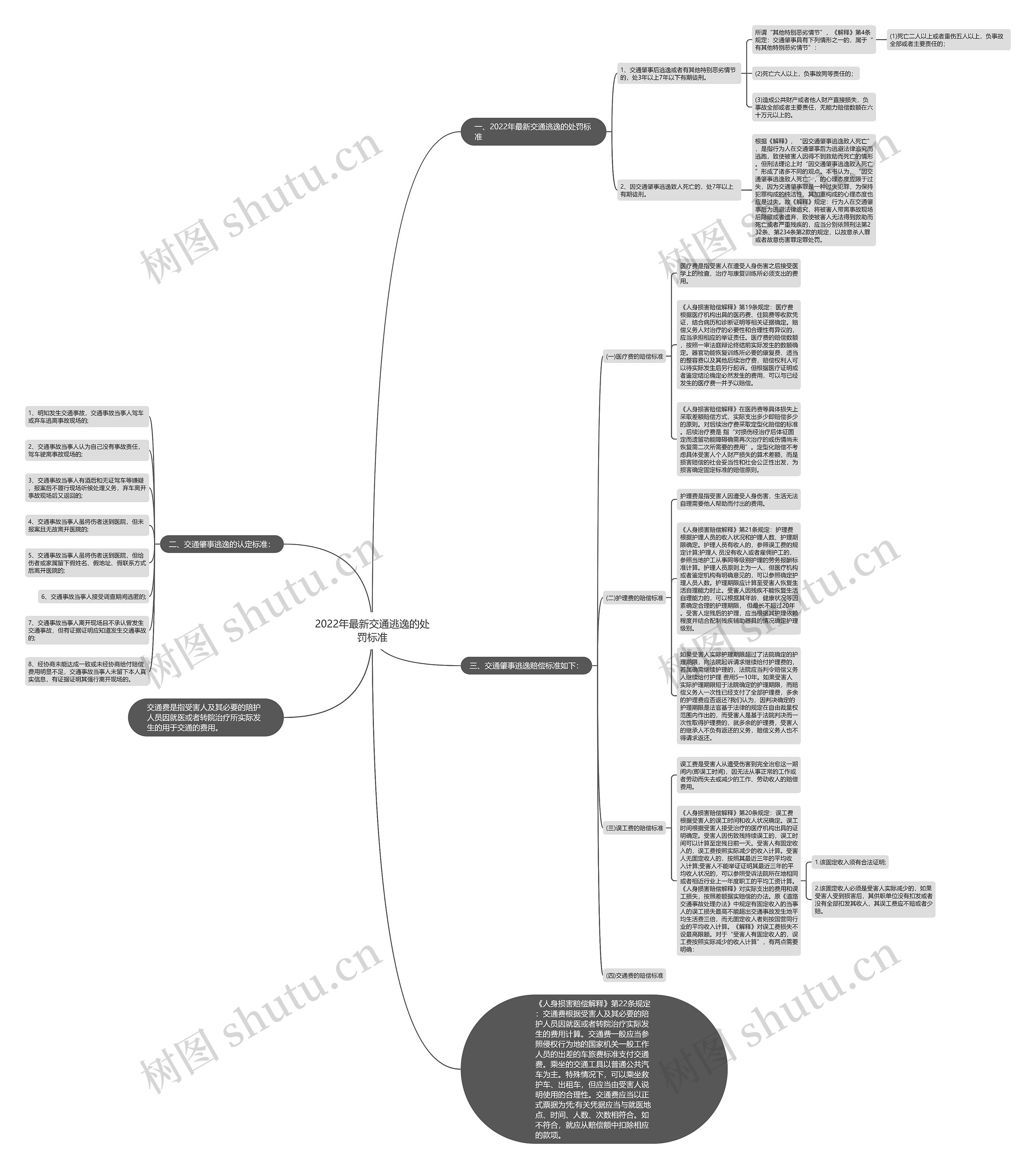 2022年最新交通逃逸的处罚标准思维导图