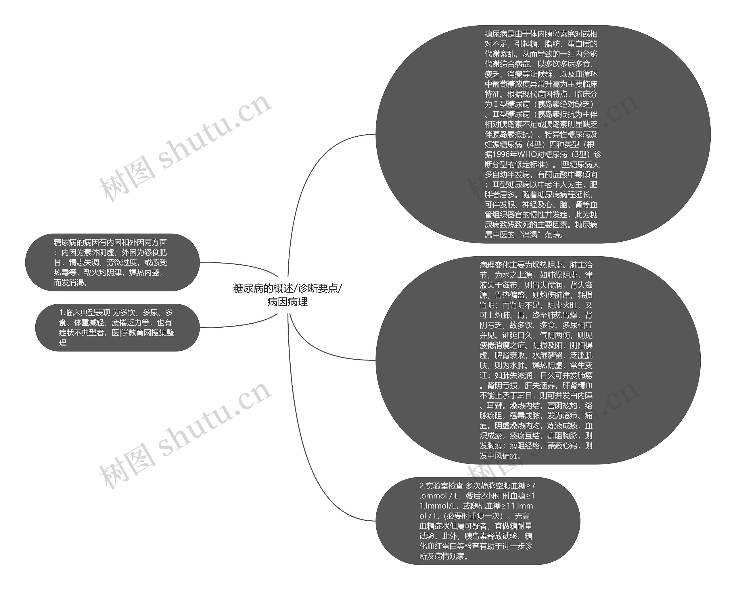 糖尿病的概述/诊断要点/病因病理思维导图