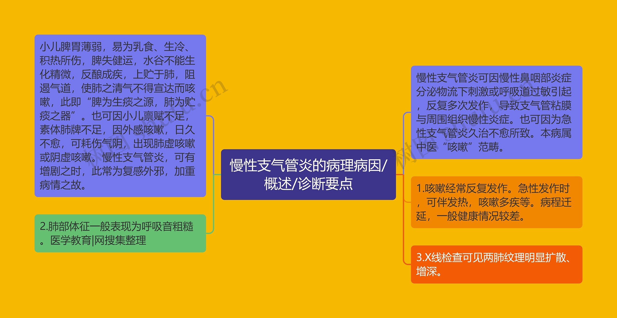 慢性支气管炎的病理病因/概述/诊断要点思维导图