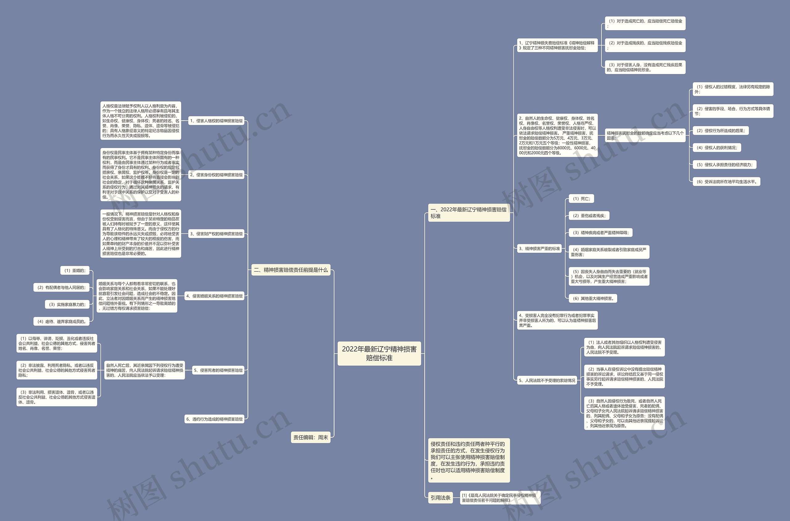 2022年最新辽宁精神损害赔偿标准思维导图