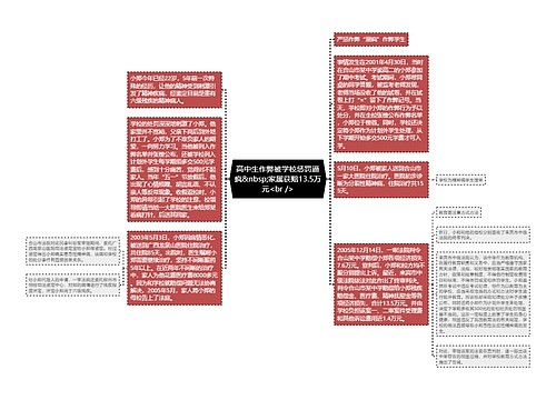 高中生作弊被学校惩罚逼疯&nbsp;家属获赔13.5万元<br />