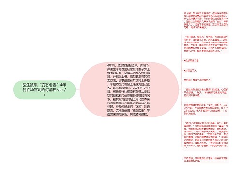 医生被曝“变态虐妻”4年打百场官司终讨清白<br />