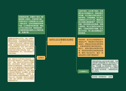 如何认定文章侵犯名誉权？