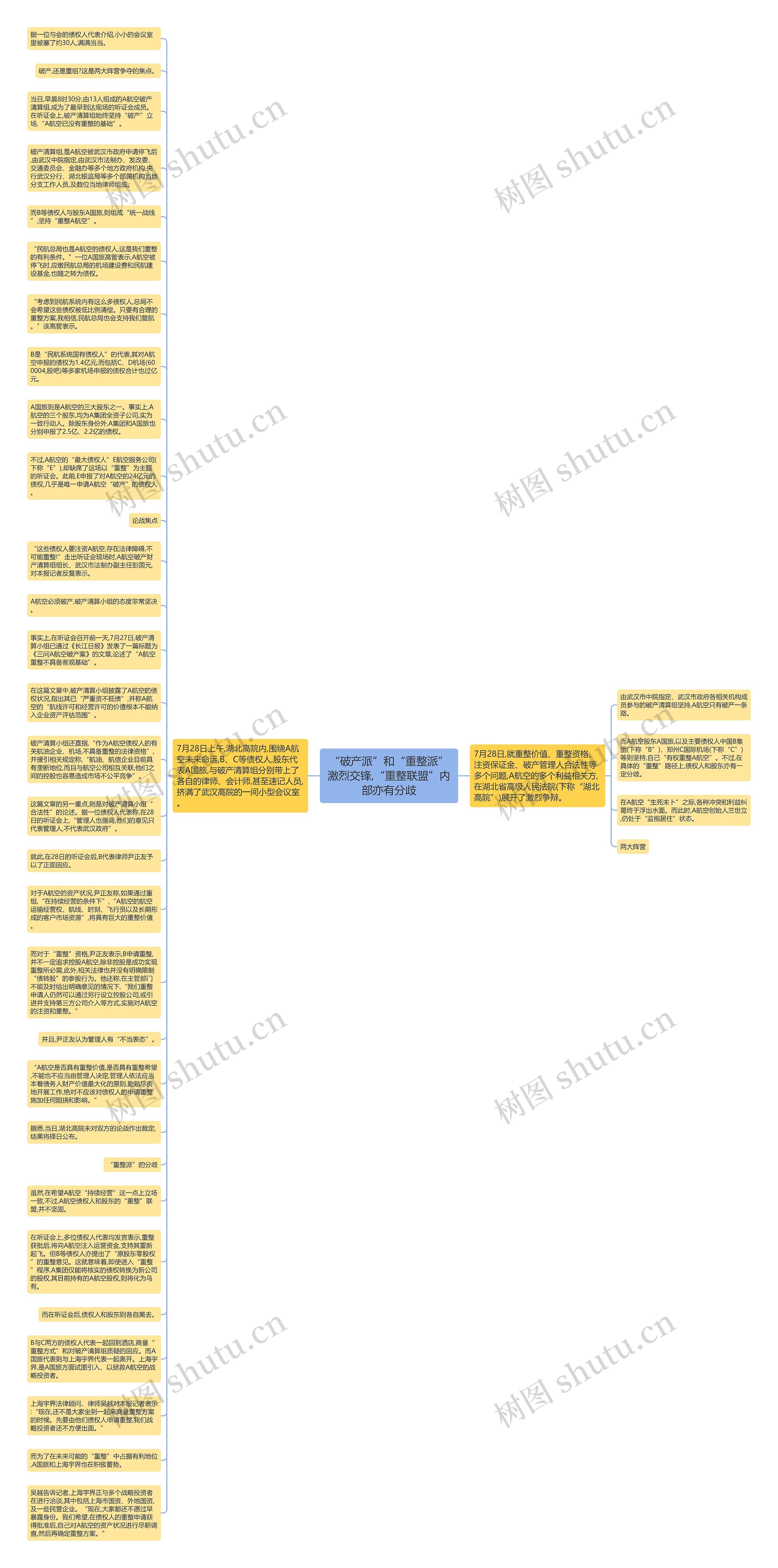 “破产派”和“重整派”激烈交锋,“重整联盟”内部亦有分歧思维导图