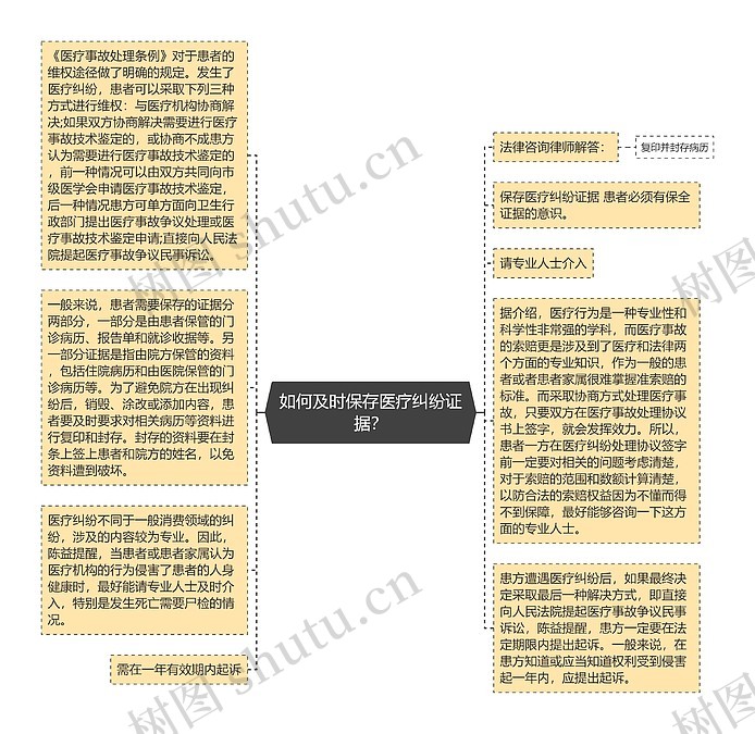 如何及时保存医疗纠纷证据?思维导图_编号p7073406-TreeMind树图