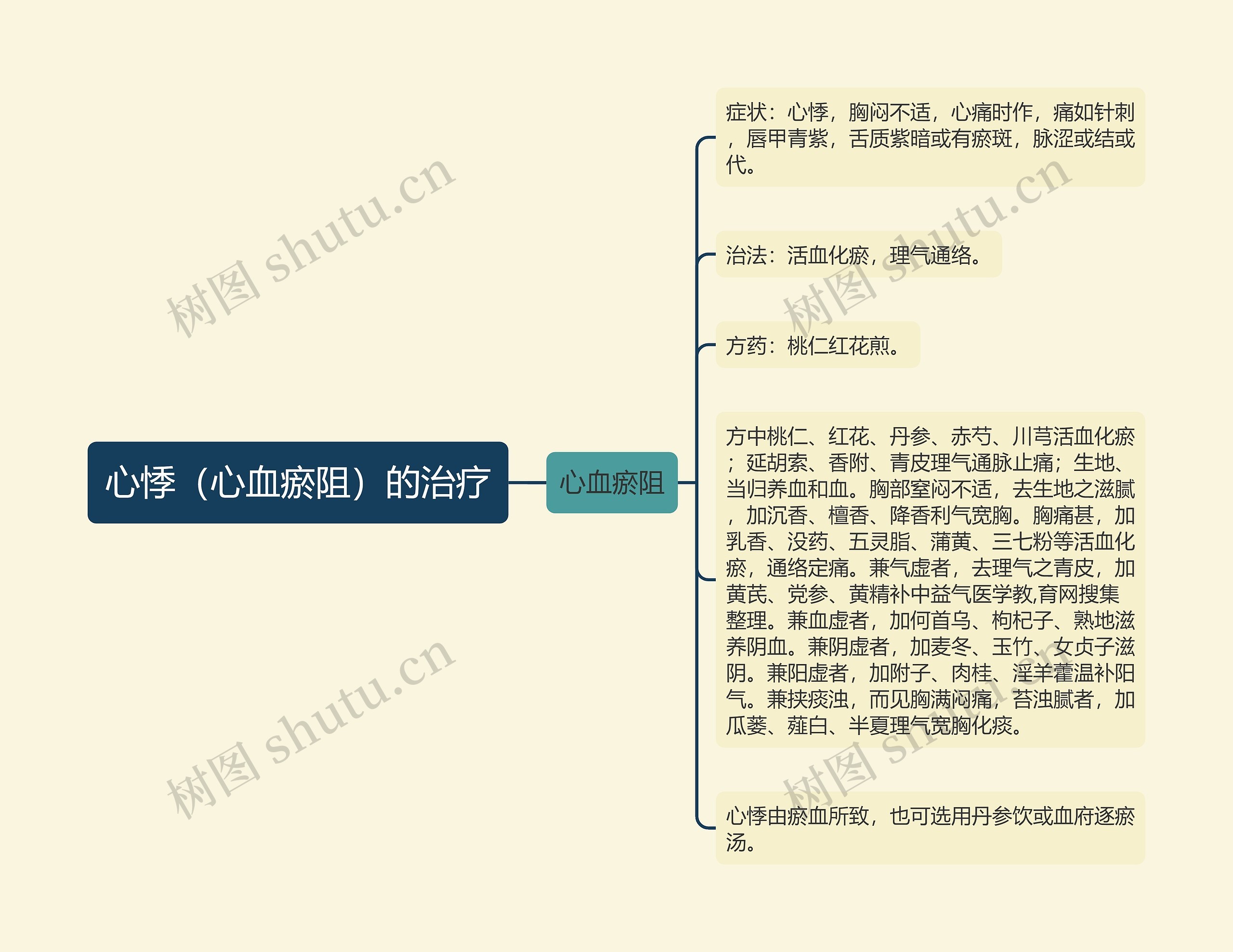 心悸（心血瘀阻）的治疗思维导图