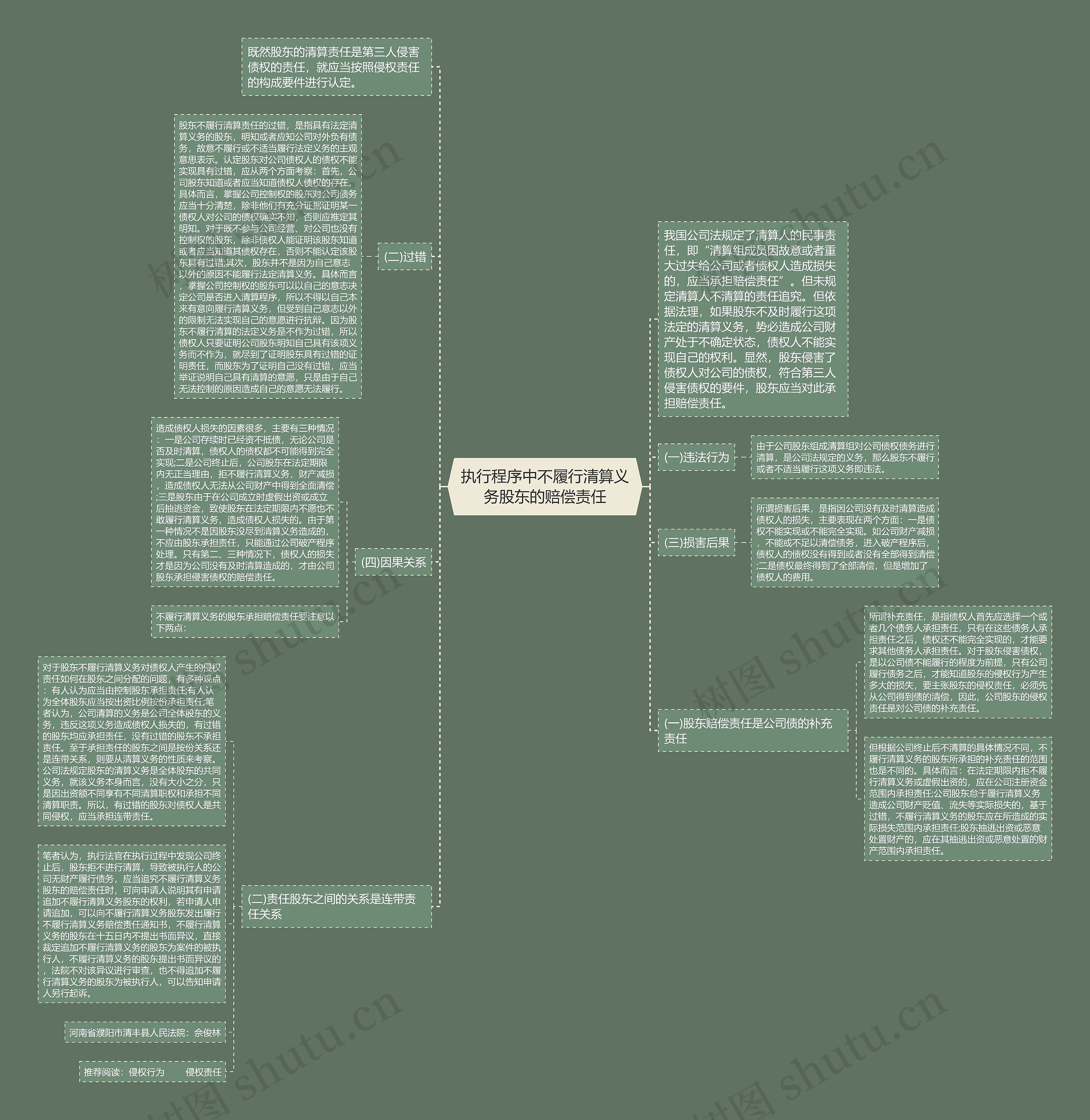 执行程序中不履行清算义务股东的赔偿责任思维导图