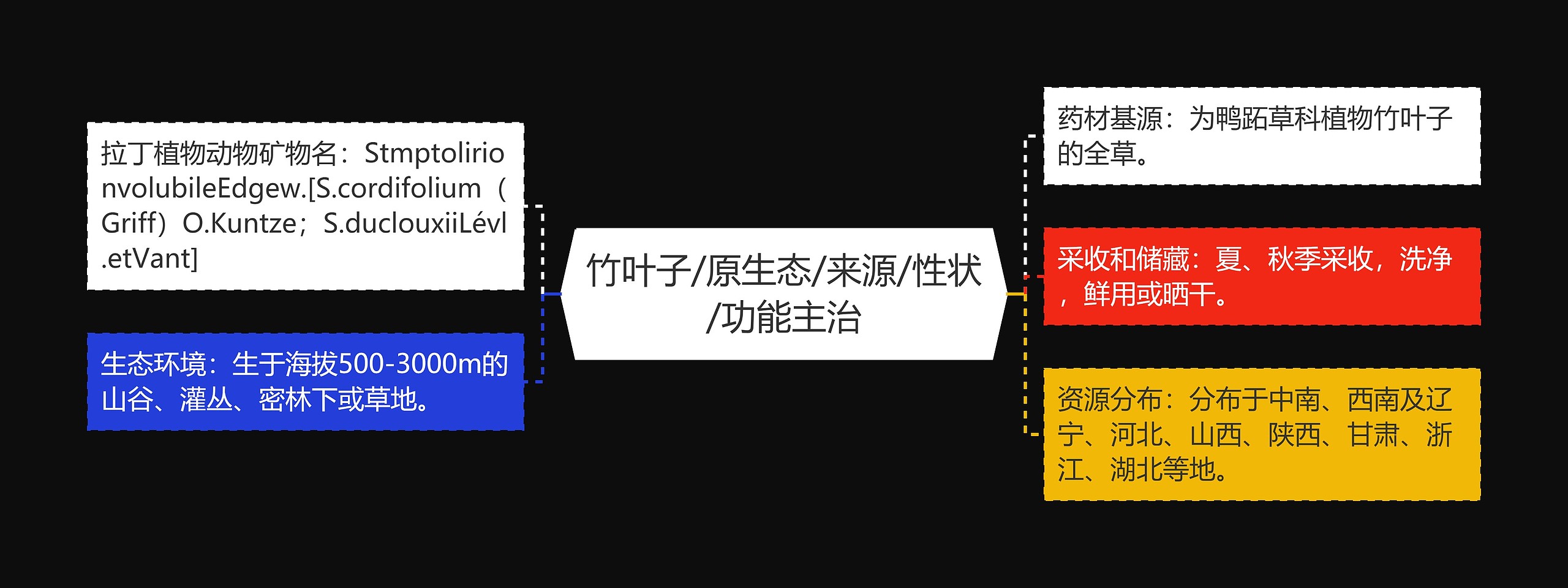 竹叶子/原生态/来源/性状/功能主治思维导图