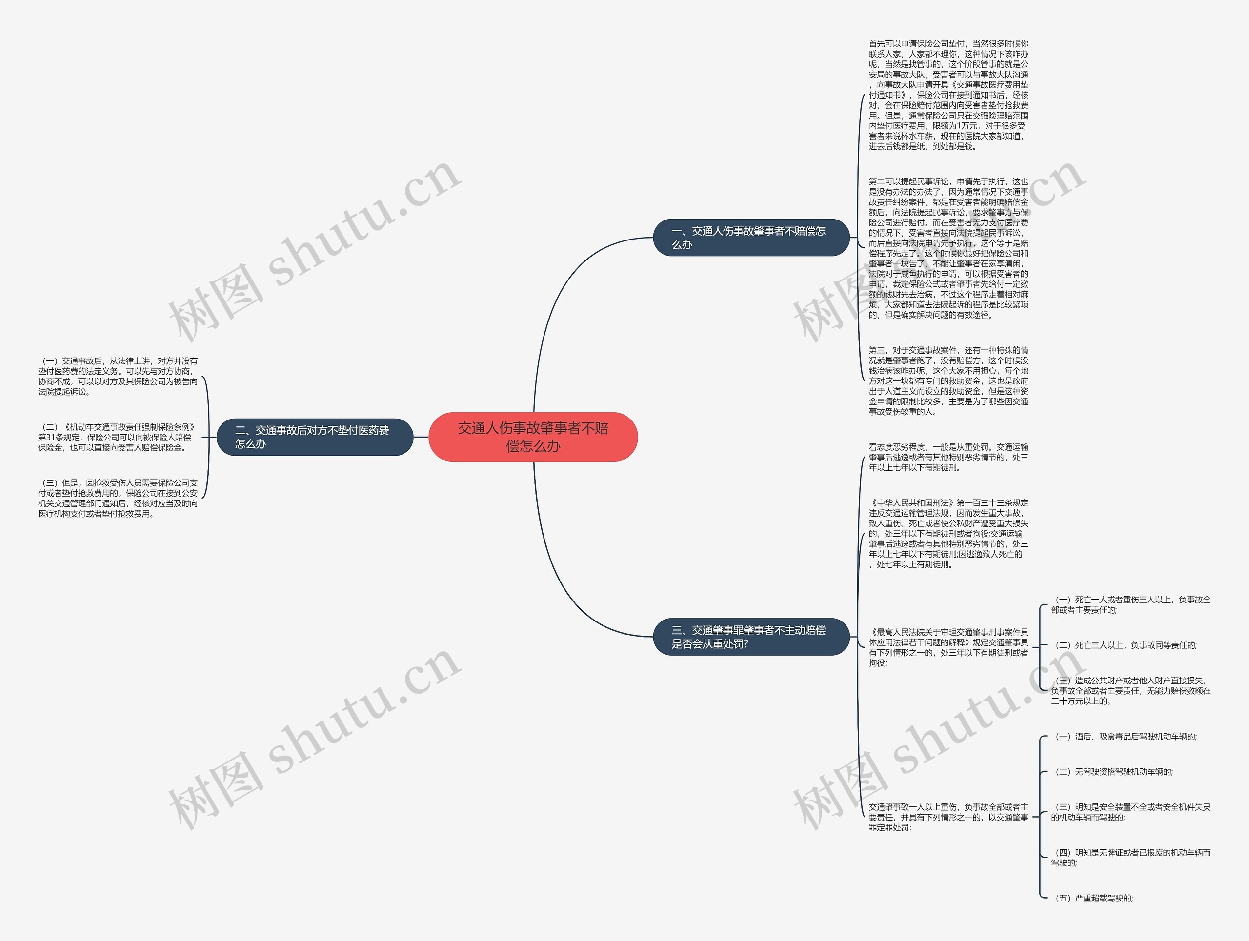 交通人伤事故肇事者不赔偿怎么办思维导图
