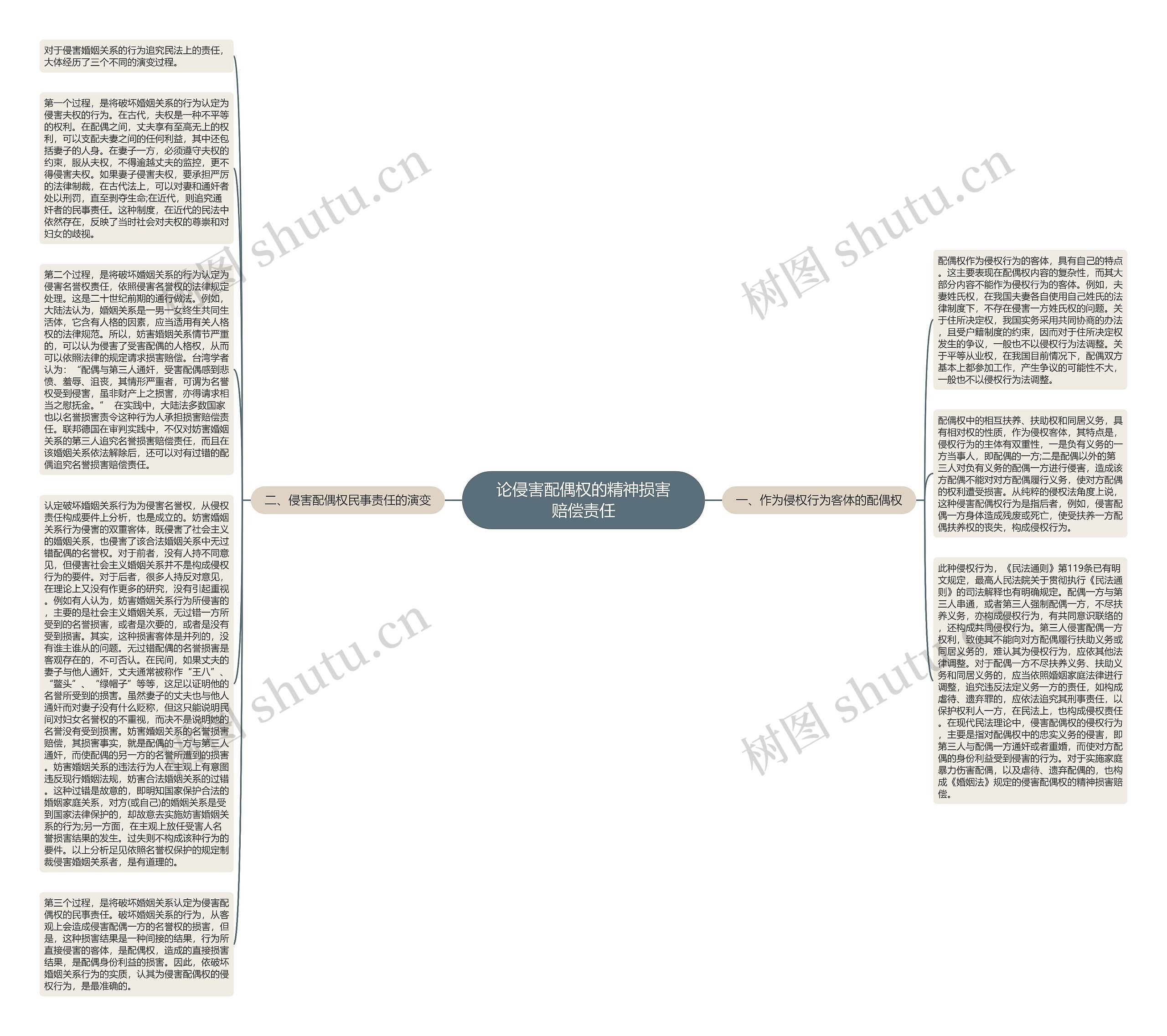 论侵害配偶权的精神损害赔偿责任思维导图