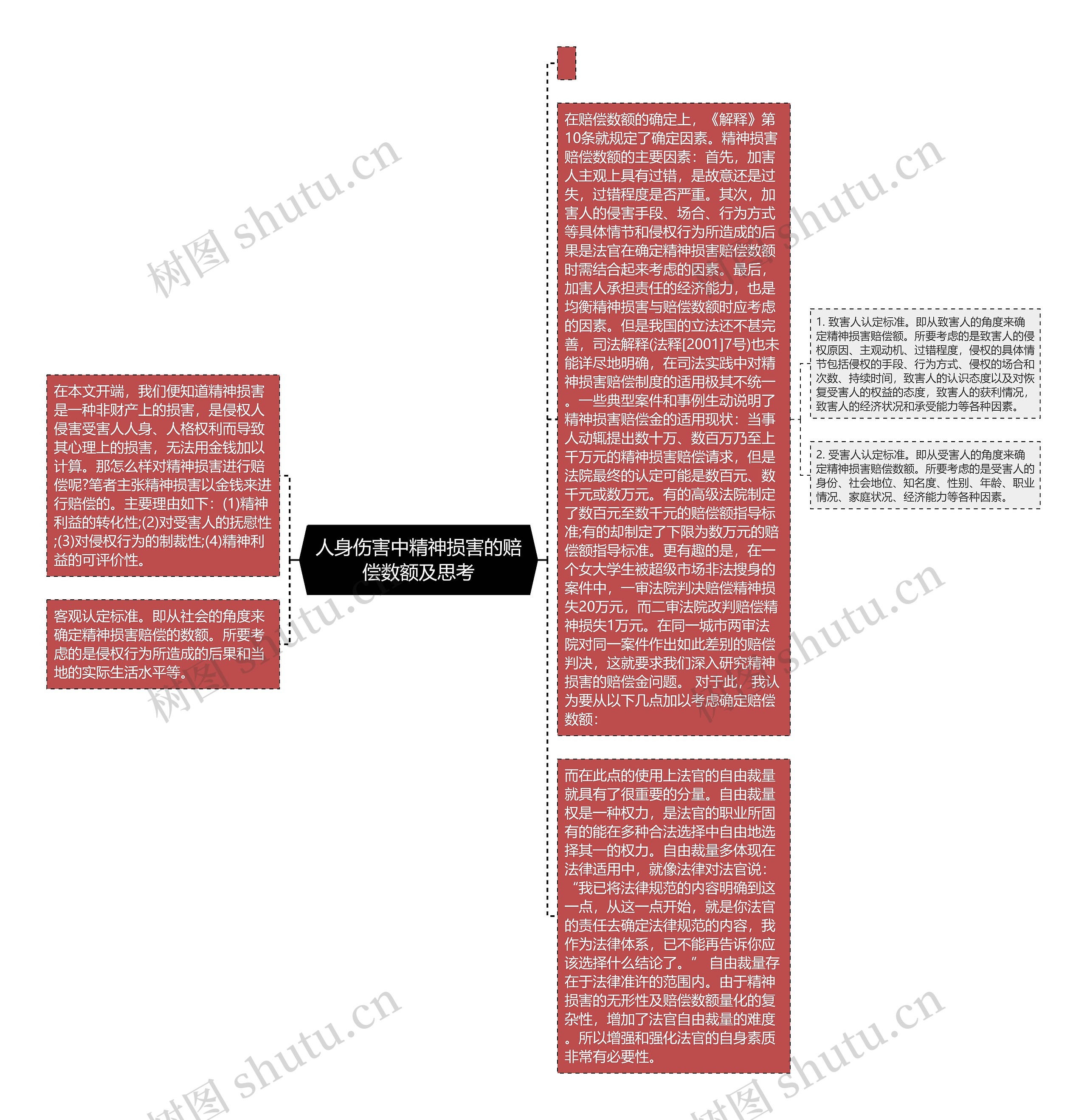 人身伤害中精神损害的赔偿数额及思考思维导图