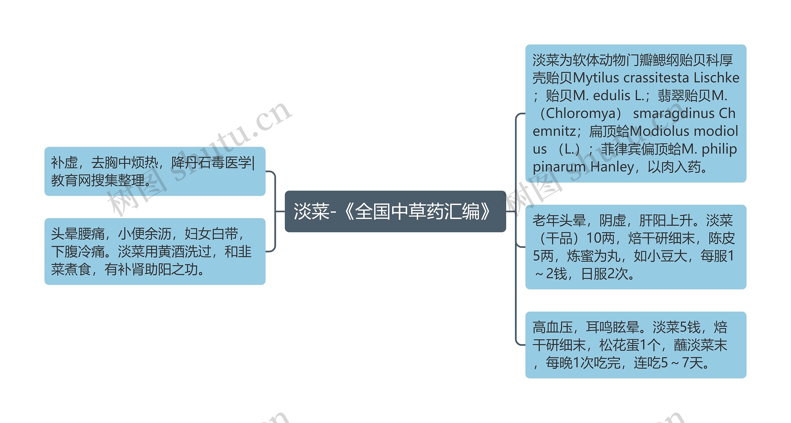 淡菜-《全国中草药汇编》思维导图