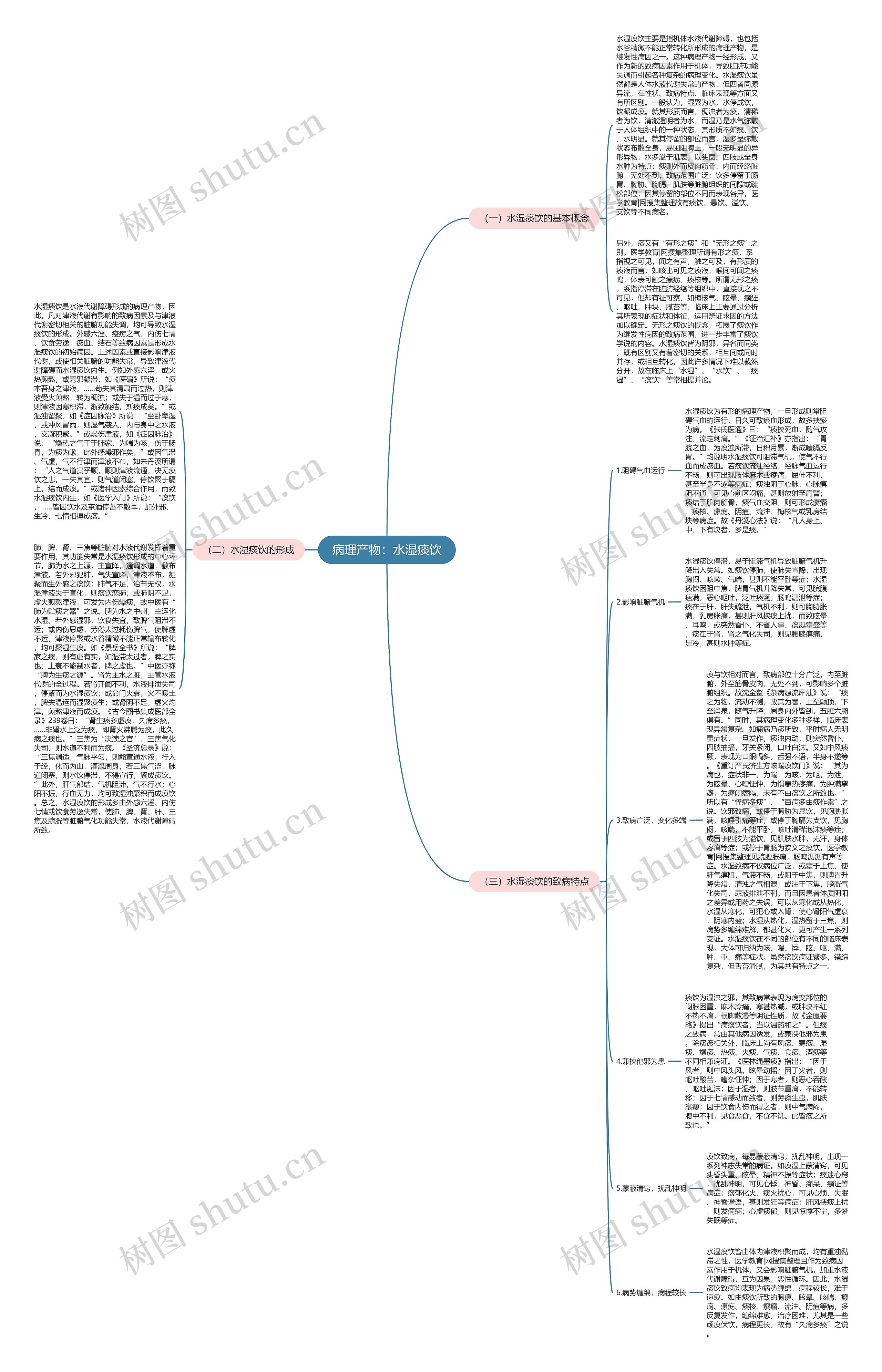 病理产物：水湿痰饮思维导图