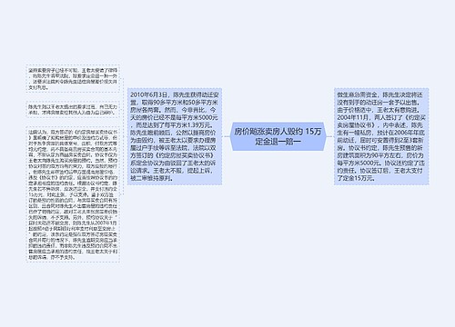 房价飚涨卖房人毁约 15万定金退一赔一