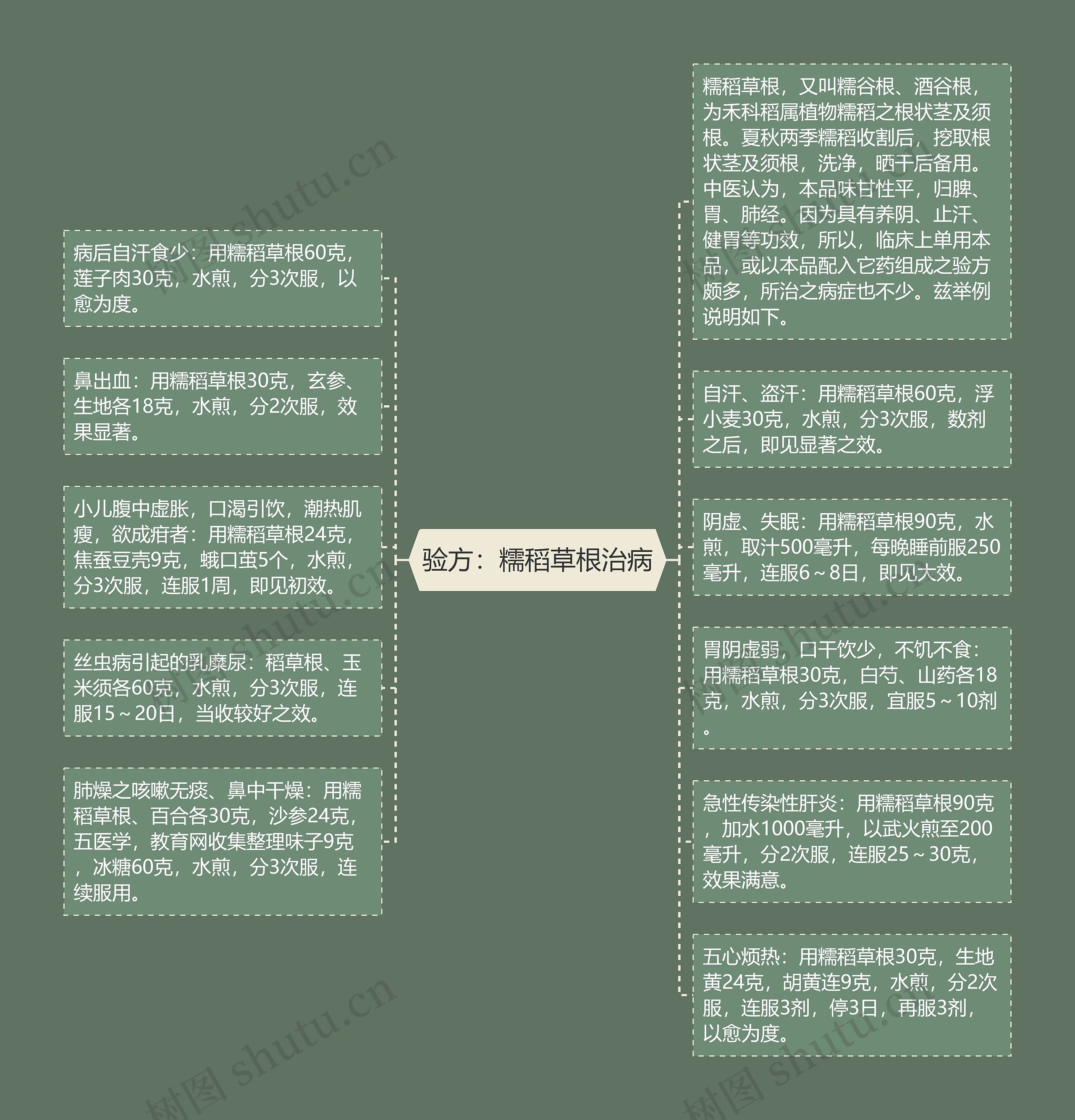 验方：糯稻草根治病思维导图