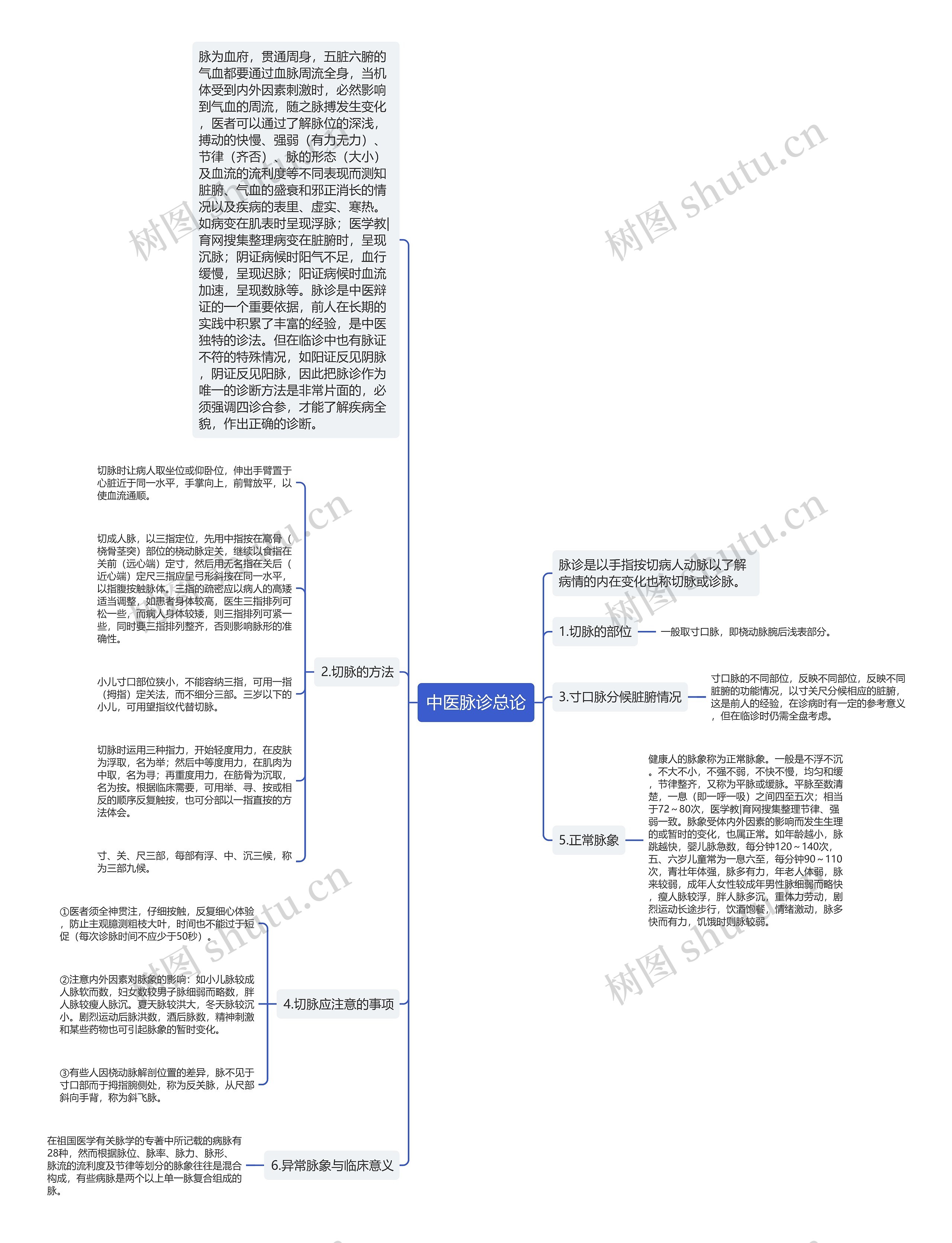 中医脉诊总论思维导图