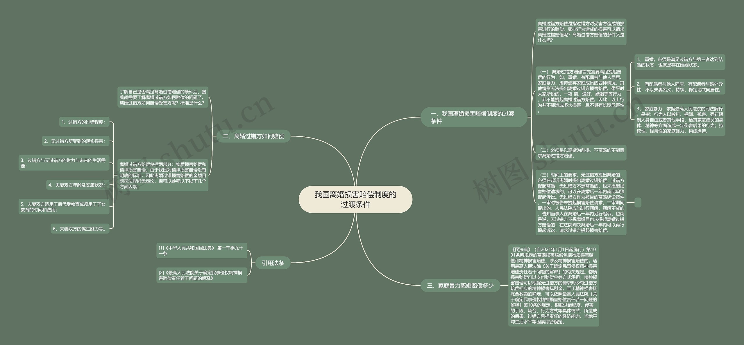 我国离婚损害赔偿制度的过渡条件思维导图