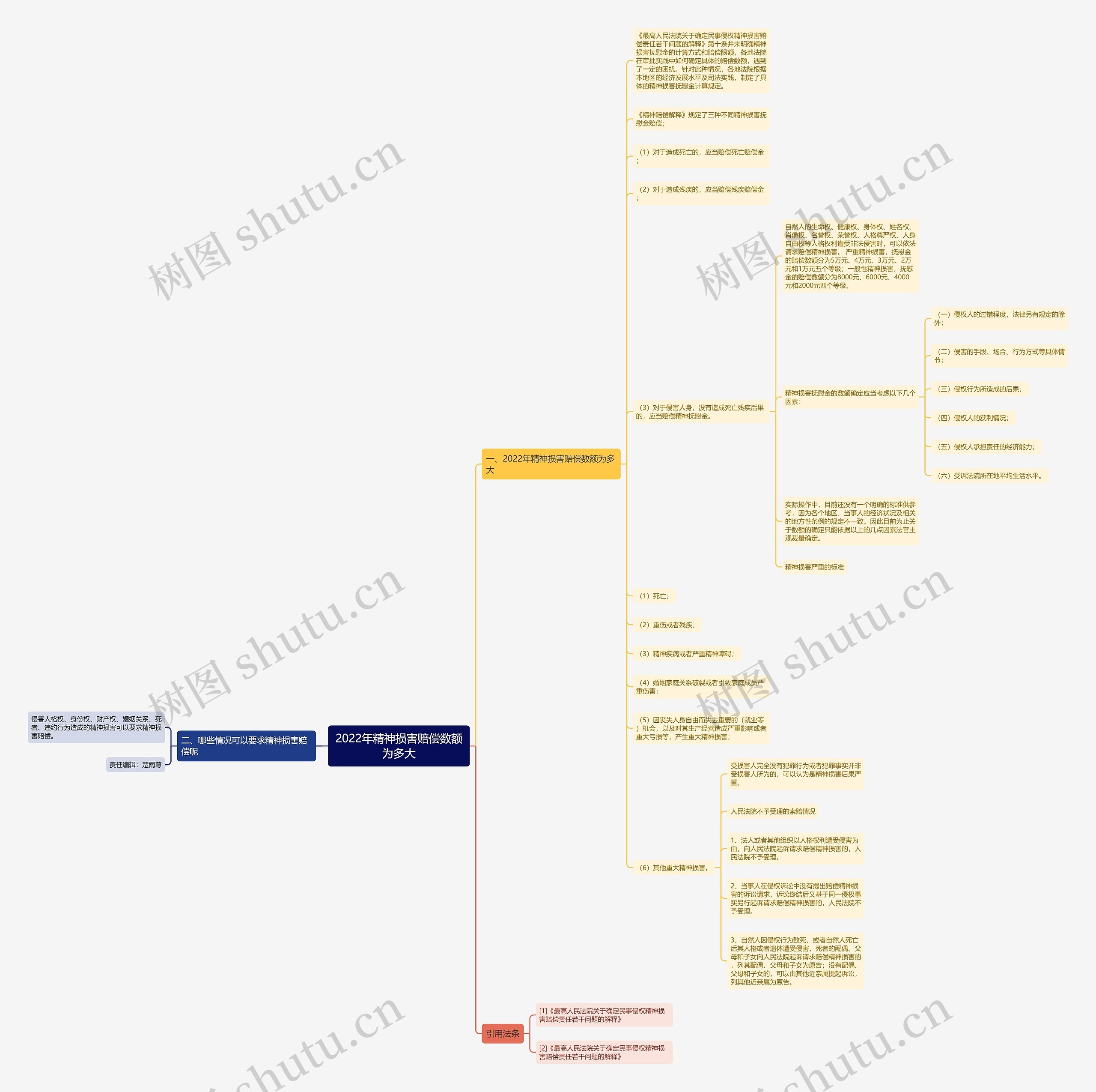 2022年精神损害赔偿数额为多大思维导图